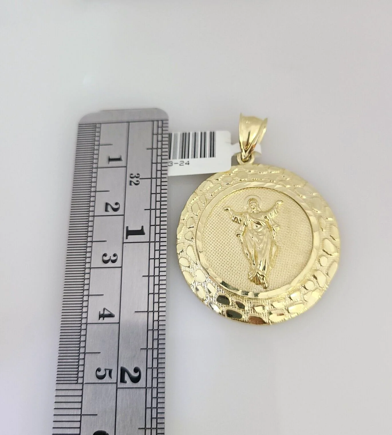 Real 10k Gold Byzantine Necklace Nugget Jesus Charm SET Chain 20-30" 3mm Pendant - Image 6
