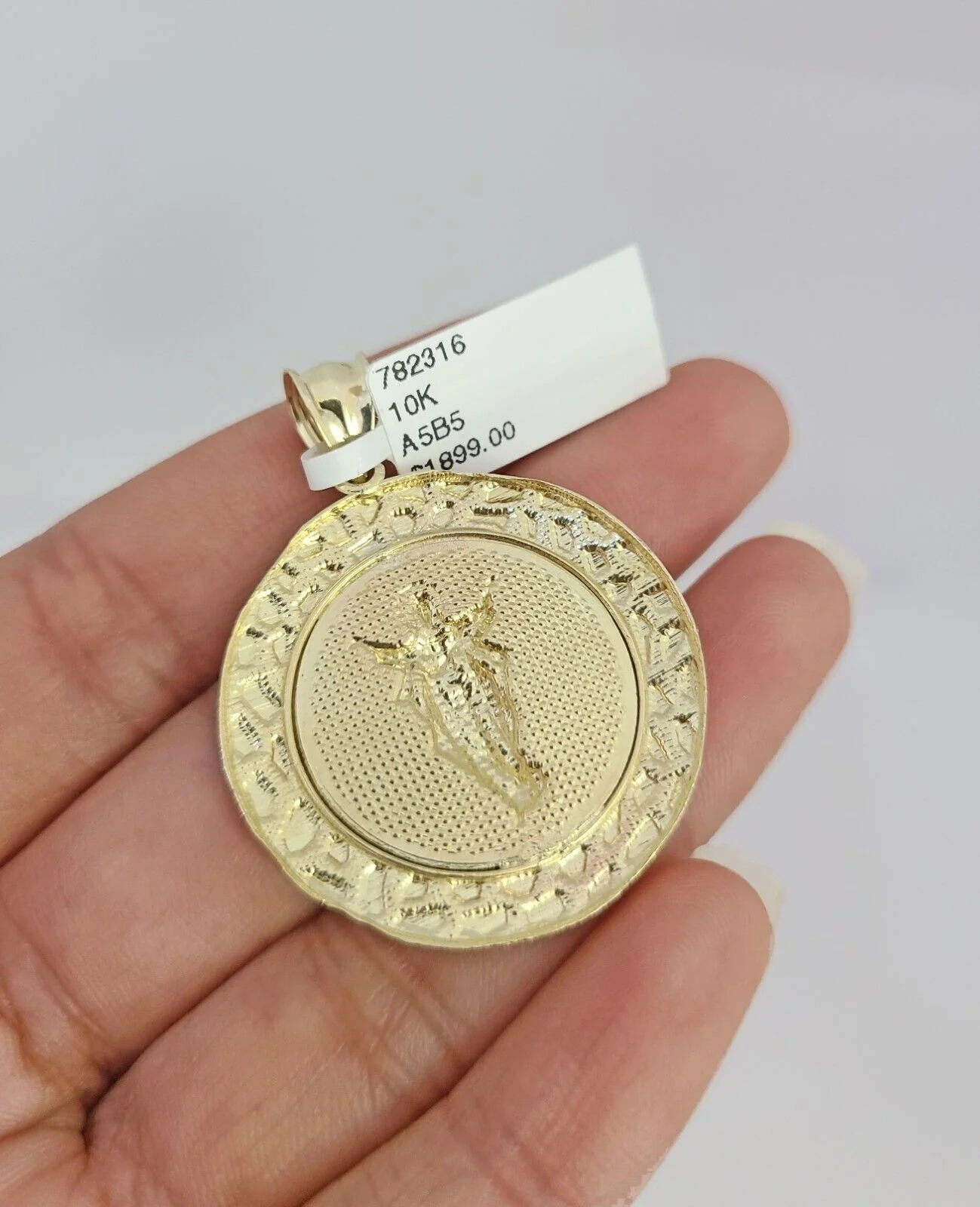 Real 10k Gold Byzantine Necklace Nugget Jesus Charm SET Chain 20-30" 3mm Pendant - Image 7