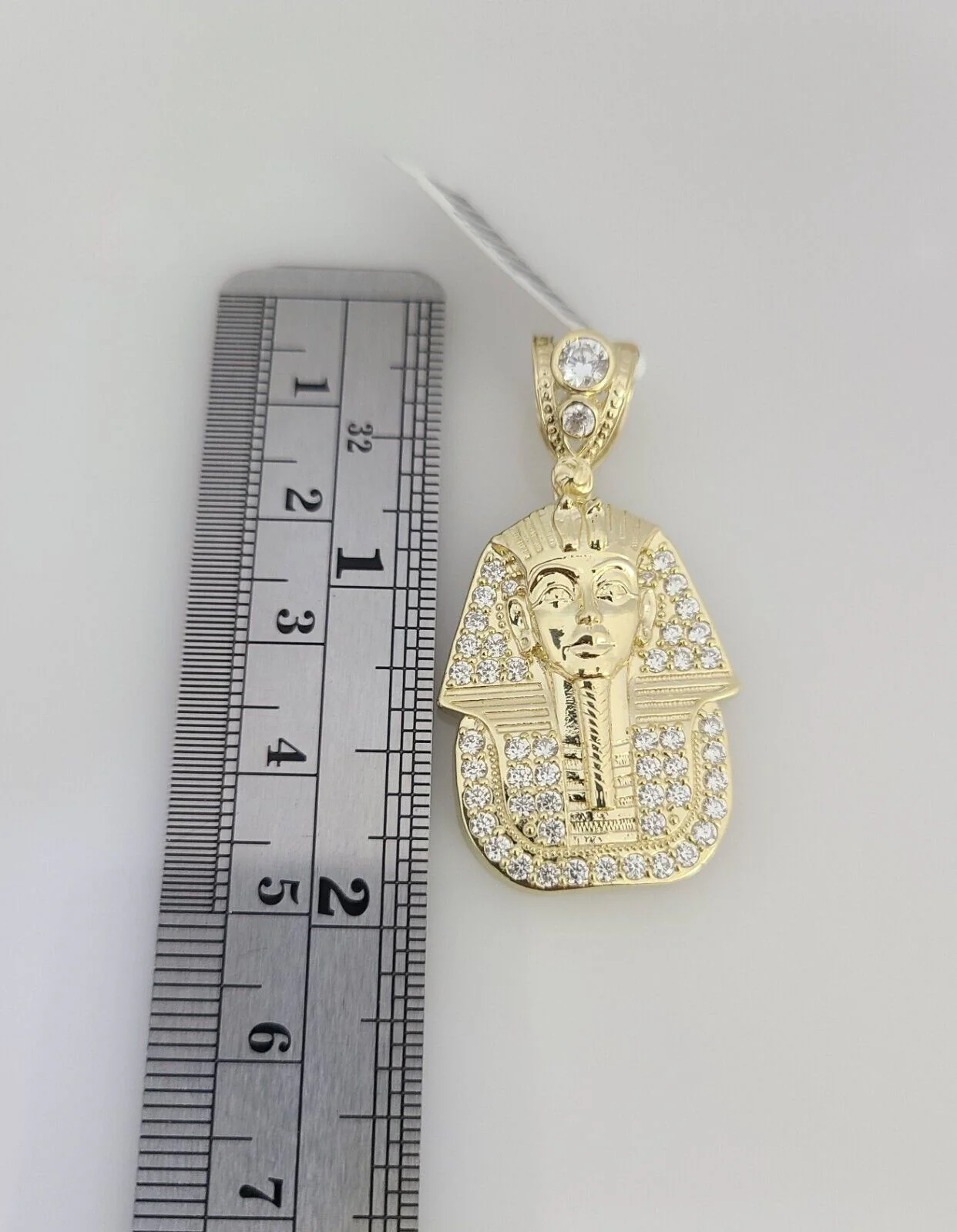 Real 10k Gold Byzantine Necklace Pharaoh Head Charm SET Chain 20-30" 3mm Pendant - Image 4