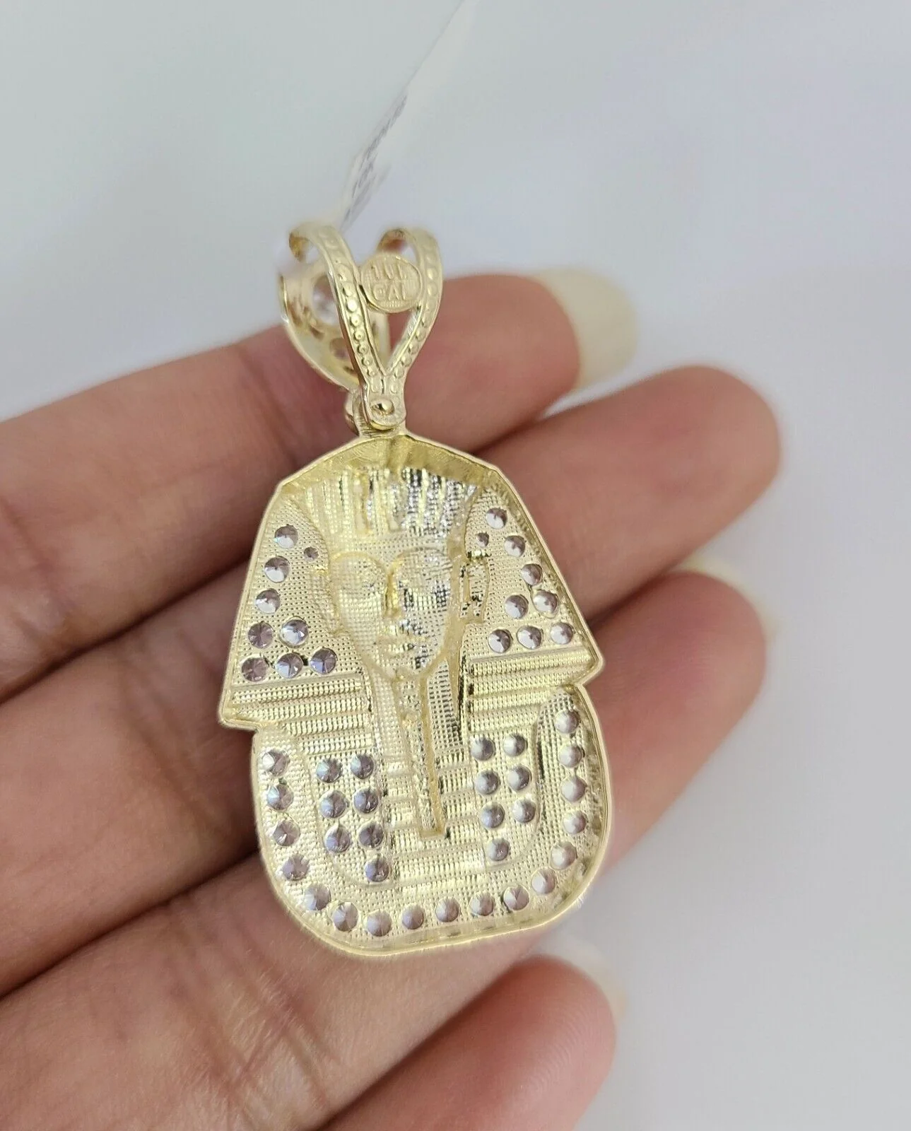 Real 10k Gold Byzantine Necklace Pharaoh Head Charm SET Chain 20-30" 3mm Pendant - Image 7