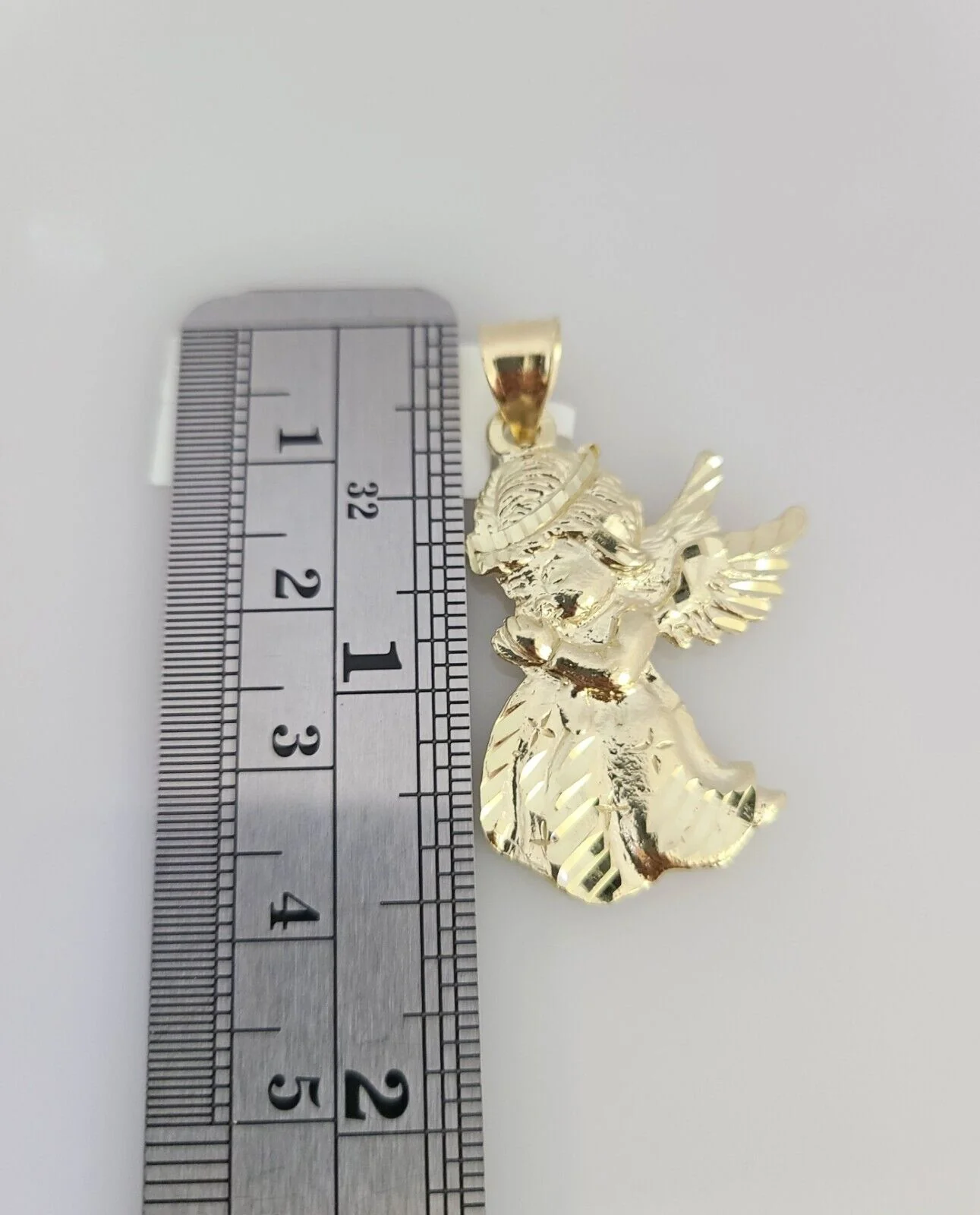 Real 10k Gold Byzantine Necklace Praying Angel Charm SET Chain 20"-30" 3mm - Image 3