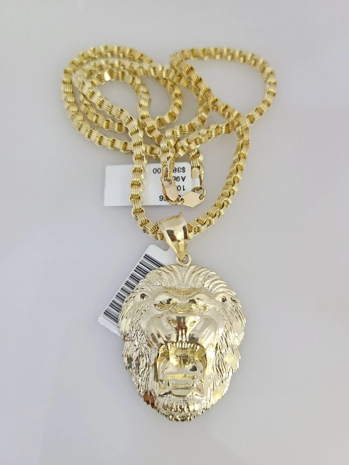 Real 10k Gold Byzantine Necklace Roaring Lion Charm SET Chain 20-30" 3mm Pendant - Image 6