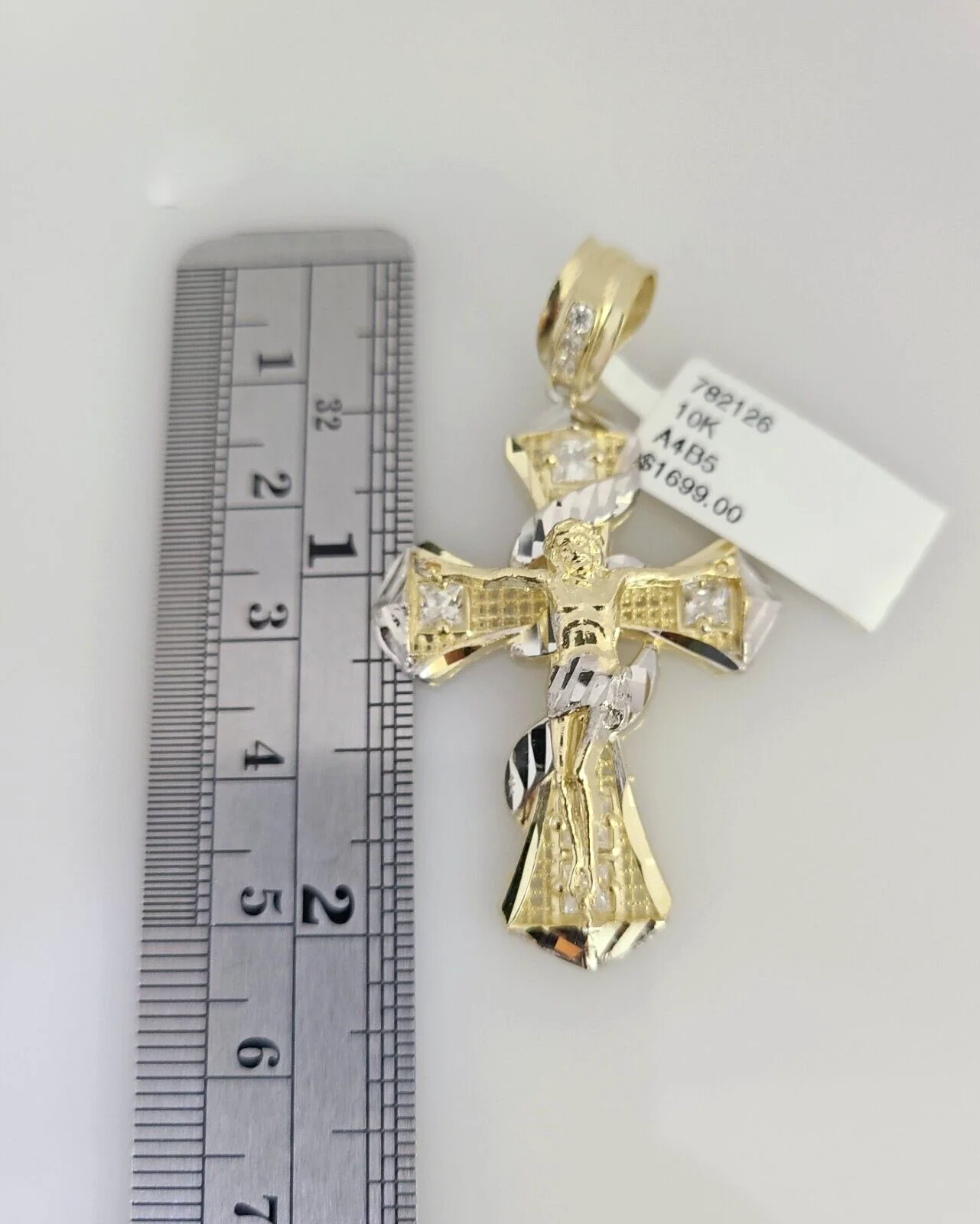 Real 10k Gold Byzantine Necklace Spiral Cross Charm SET Chain 20-30" 3mm Pendant - Image 3