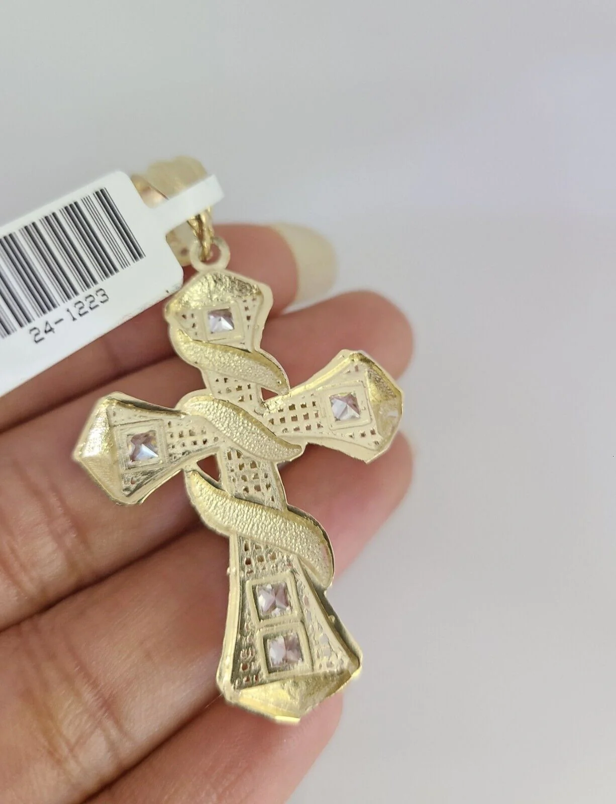 Real 10k Gold Byzantine Necklace Spiral Cross Charm SET Chain 20-30" 3mm Pendant - Image 7