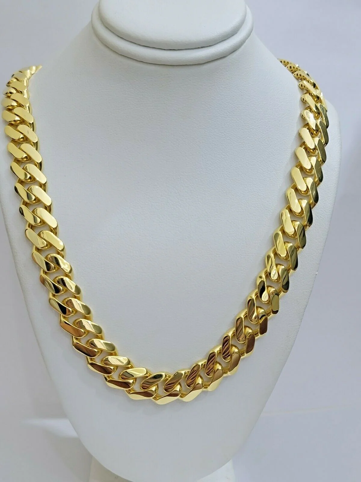 Real 10k Gold Chain 13mm 26" Miami Cuban Royal Link Shiny Plain Necklace Monaco - Image 3
