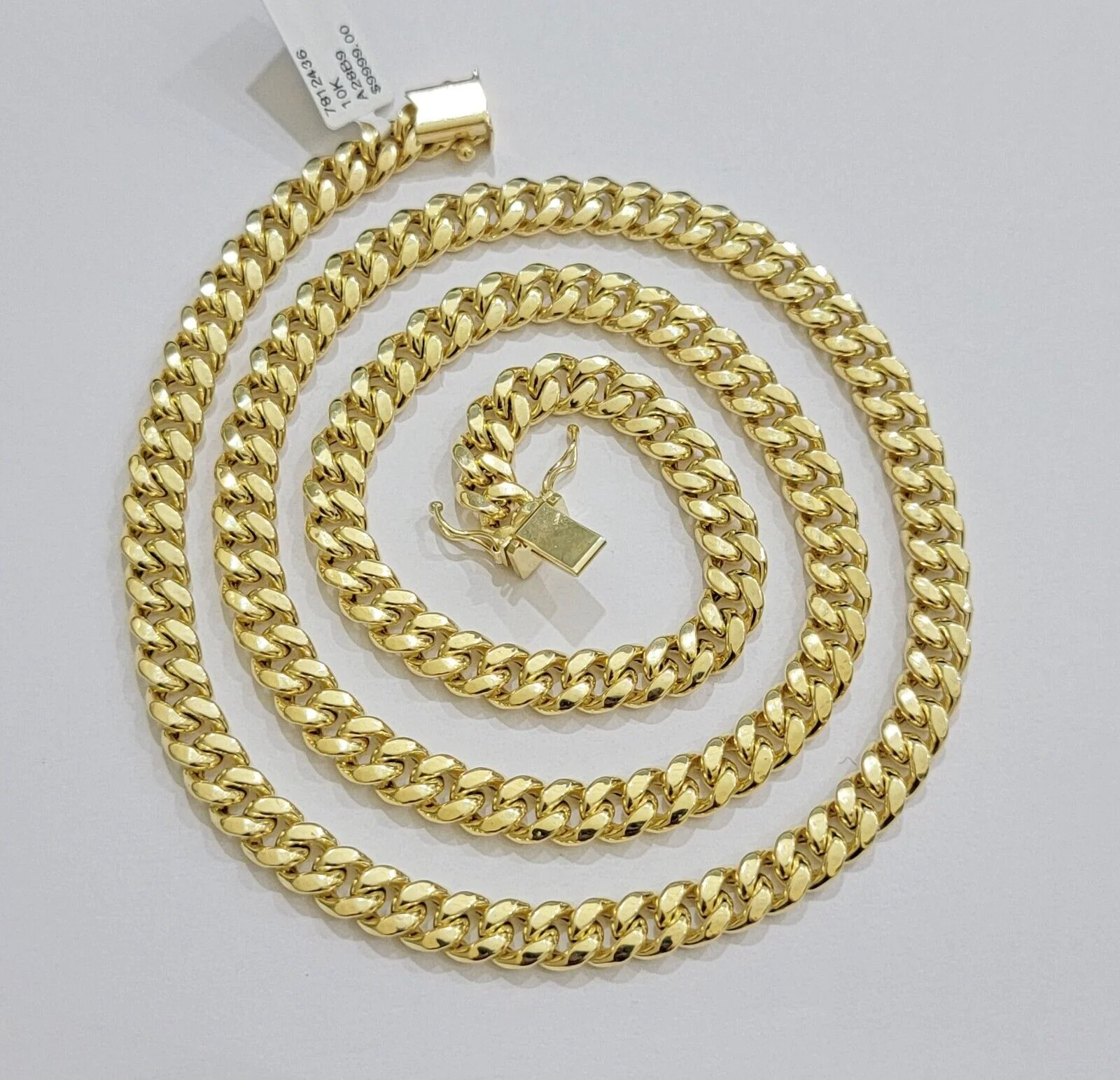 Real 10k Gold Chain 7mm 22 Inch Miami Cuban Link Box Clasp Mens 10kt Yellow Gold - Image 12