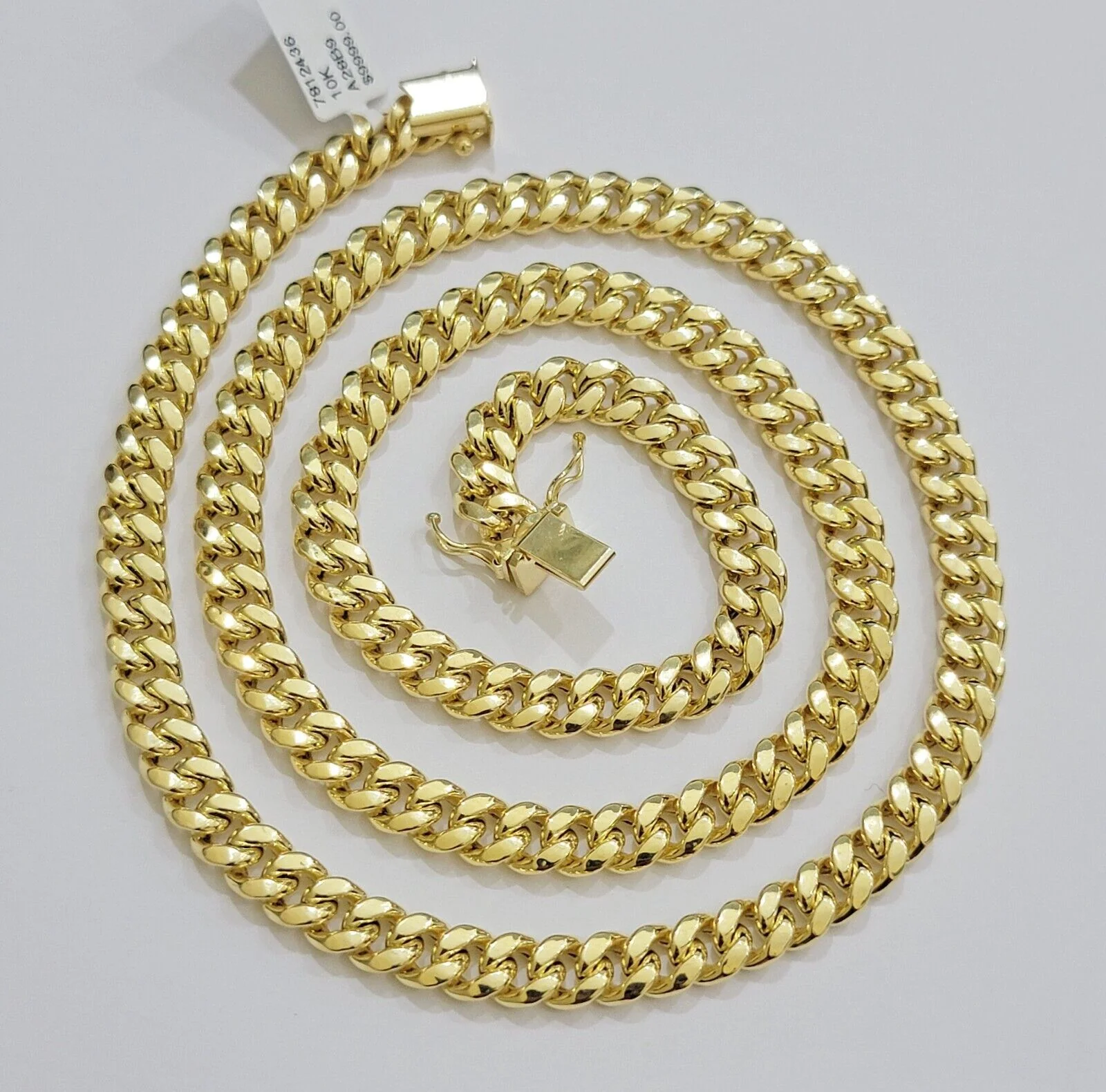 Real 10k Gold Chain 7mm 22 Inch Miami Cuban Link Box Clasp Mens 10kt Yellow Gold - Image 7