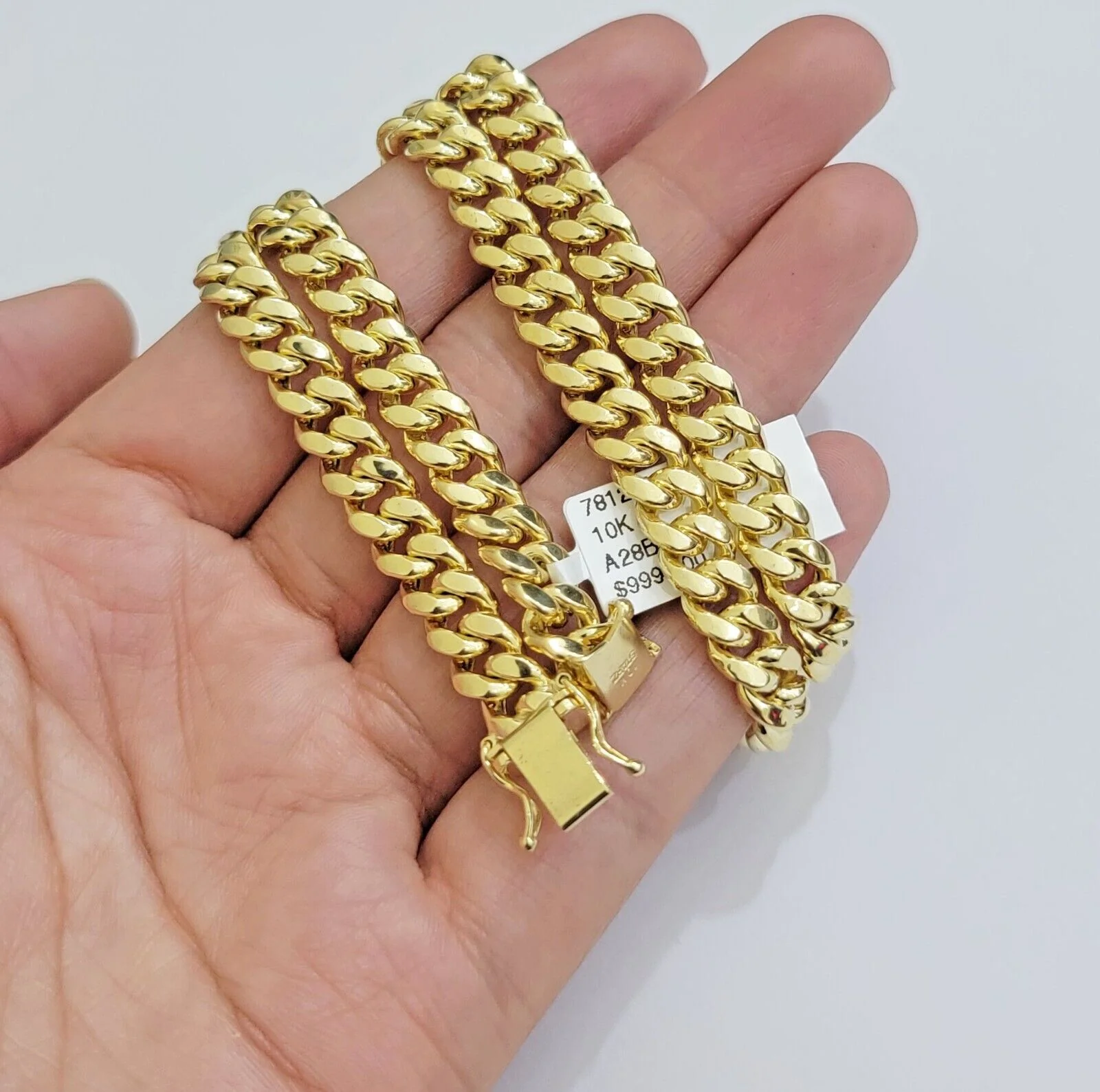 Real 10k Gold Chain 7mm 22 Inch Miami Cuban Link Box Clasp Mens 10kt Yellow Gold - Image 9