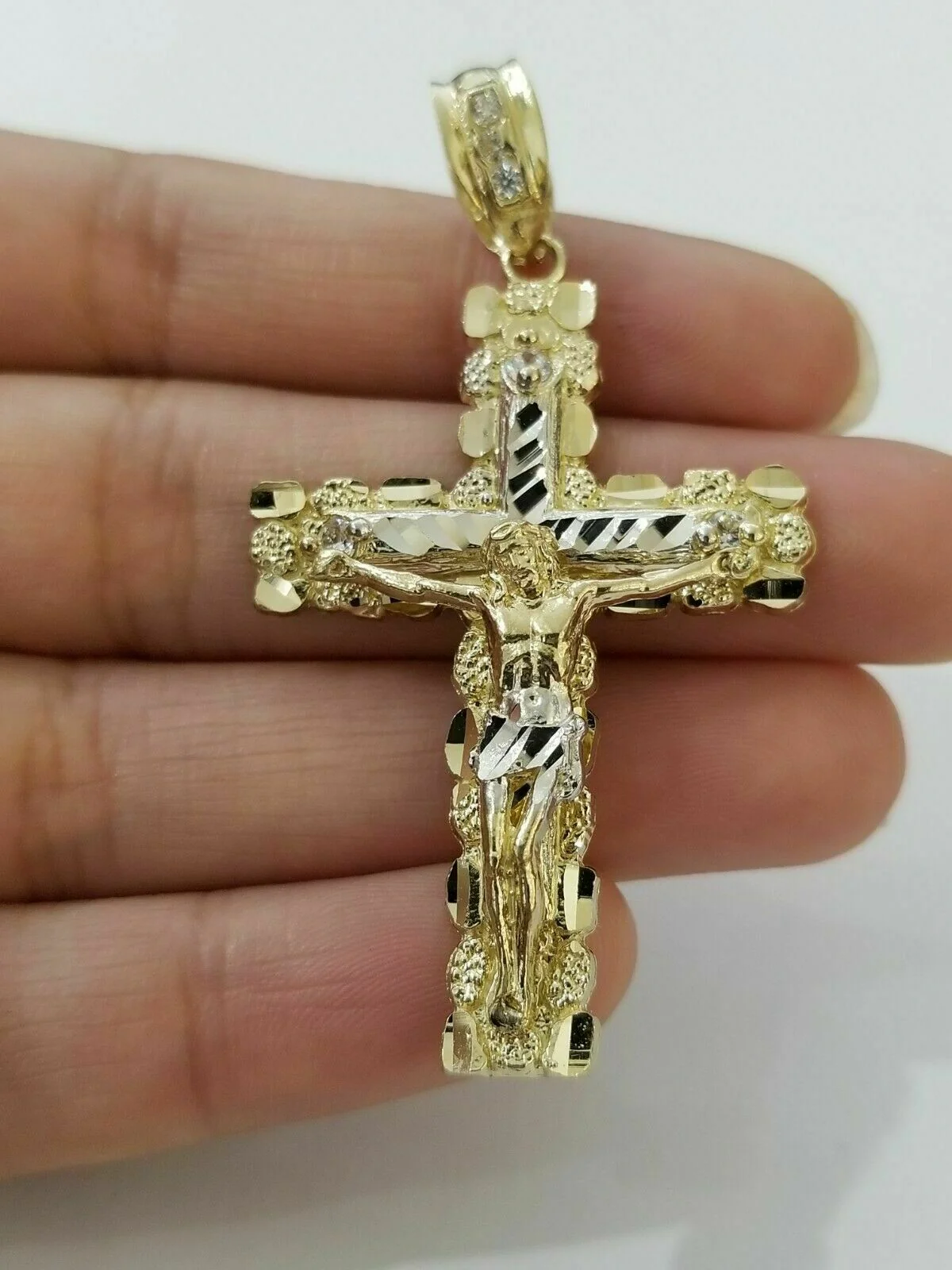 Real 10k Gold Chain Cross SET Miami Cuban Link Necklace 6mm 24" 26" 28" Crucifix - Image 10