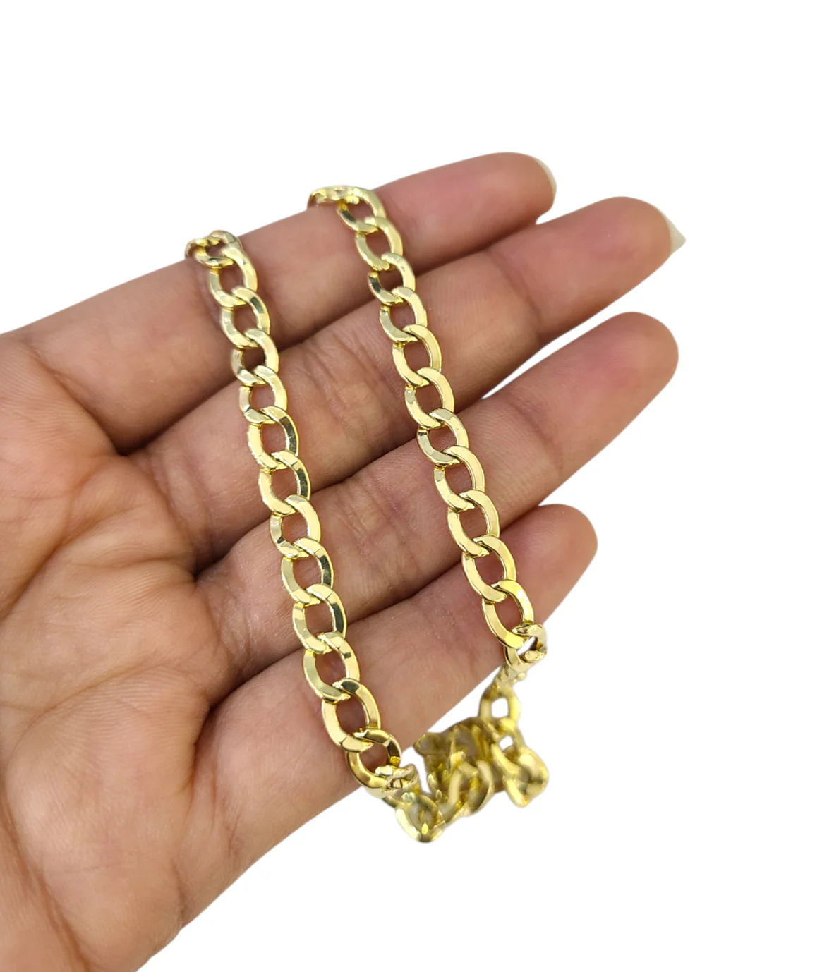 Real 10k Gold Chain Cuban Curb Link 20 Inch 5.5mm 10kt Yellow Gold Necklace - Image 3