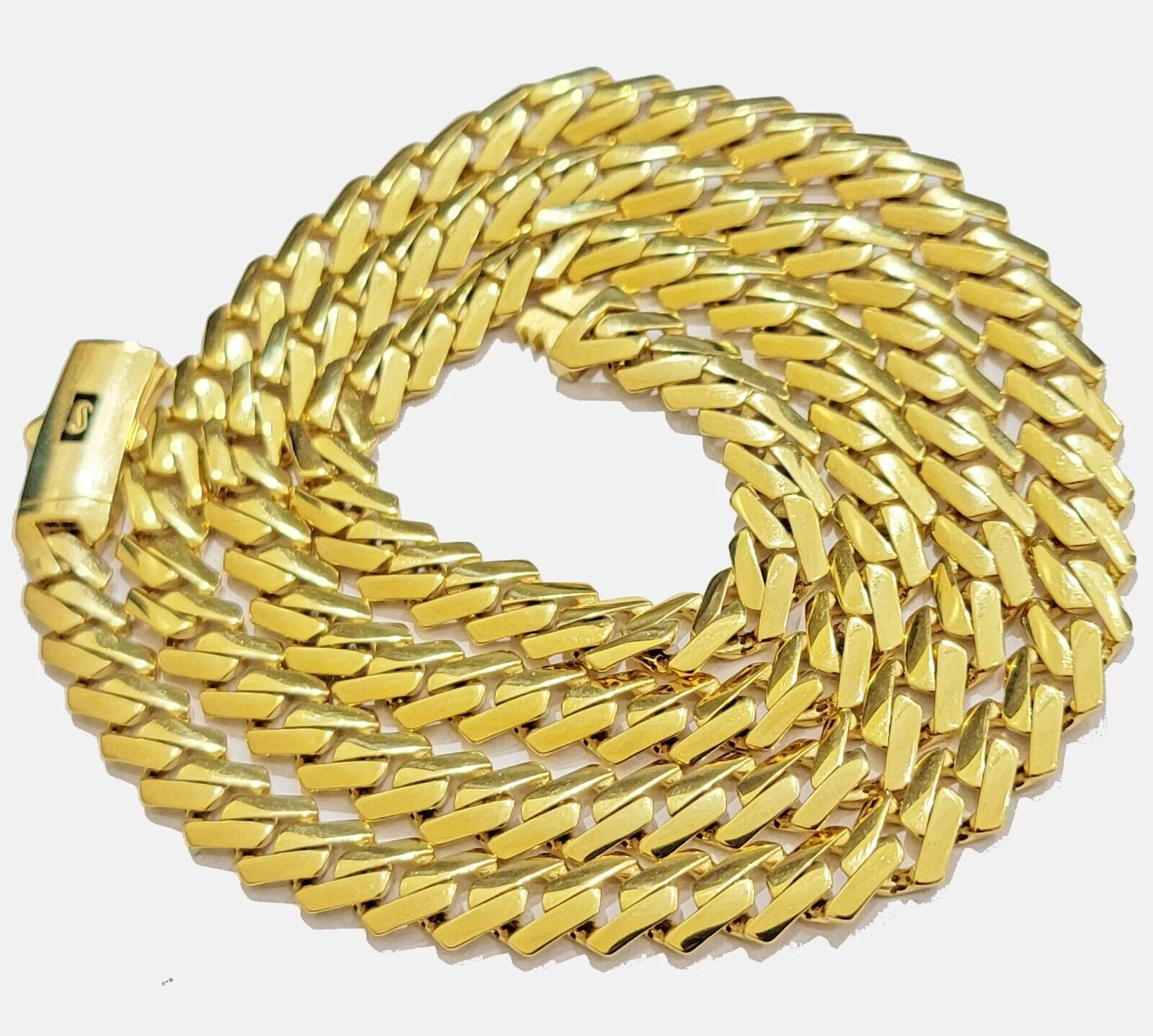 Real 10k Gold chain Cuban Link Monaco necklace 7.5mm 18-24 Inch Box Lock 10KT - Image 6
