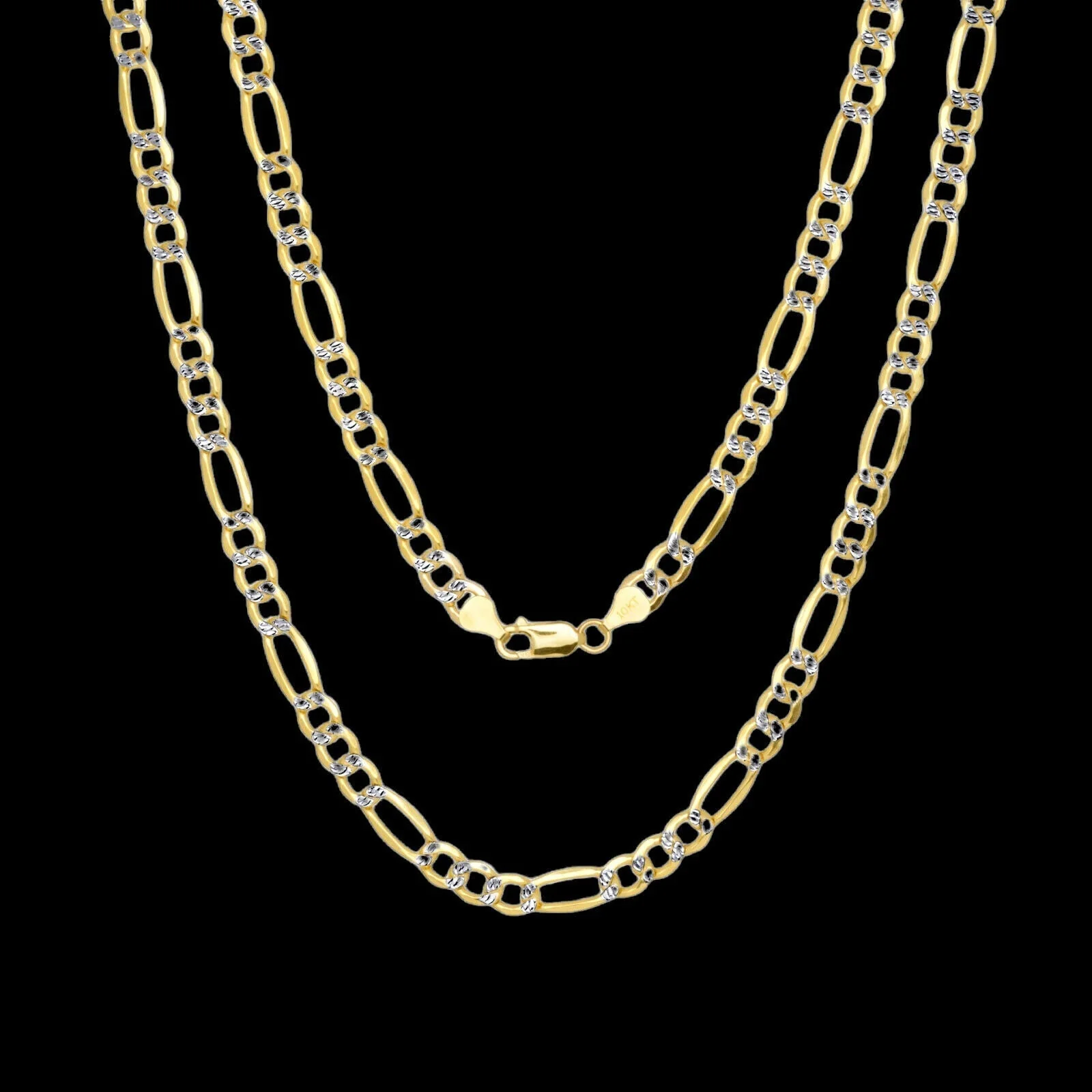 Real 10k Gold Chain Figaro Link Necklace 3.5mm-9mm, Men Women 18"-30" Inch, 10kt - Image 10