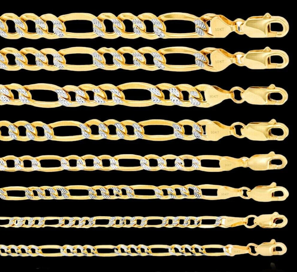 Real 10k Gold Chain Figaro Link Necklace 3.5mm-9mm, Men Women 18"-30" Inch, 10kt - Image 12