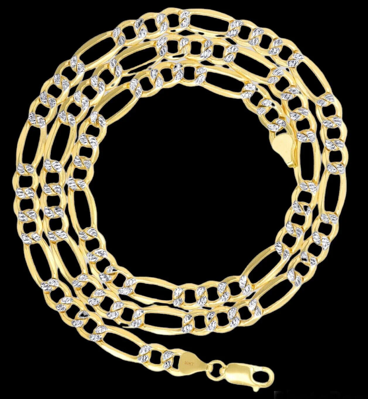 Real 10k Gold Chain Figaro Link Necklace 3.5mm-9mm, Men Women 18"-30" Inch, 10kt - Image 13