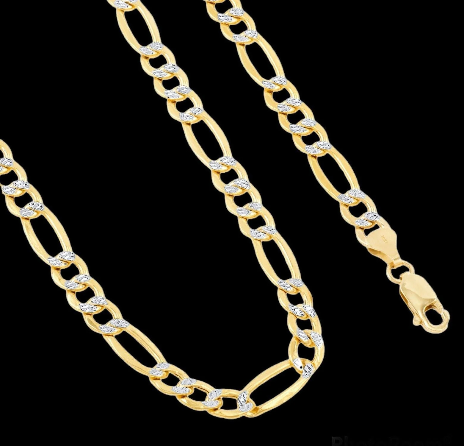 Real 10k Gold Chain Figaro Link Necklace 3.5mm-9mm, Men Women 18"-30" Inch, 10kt - Image 2
