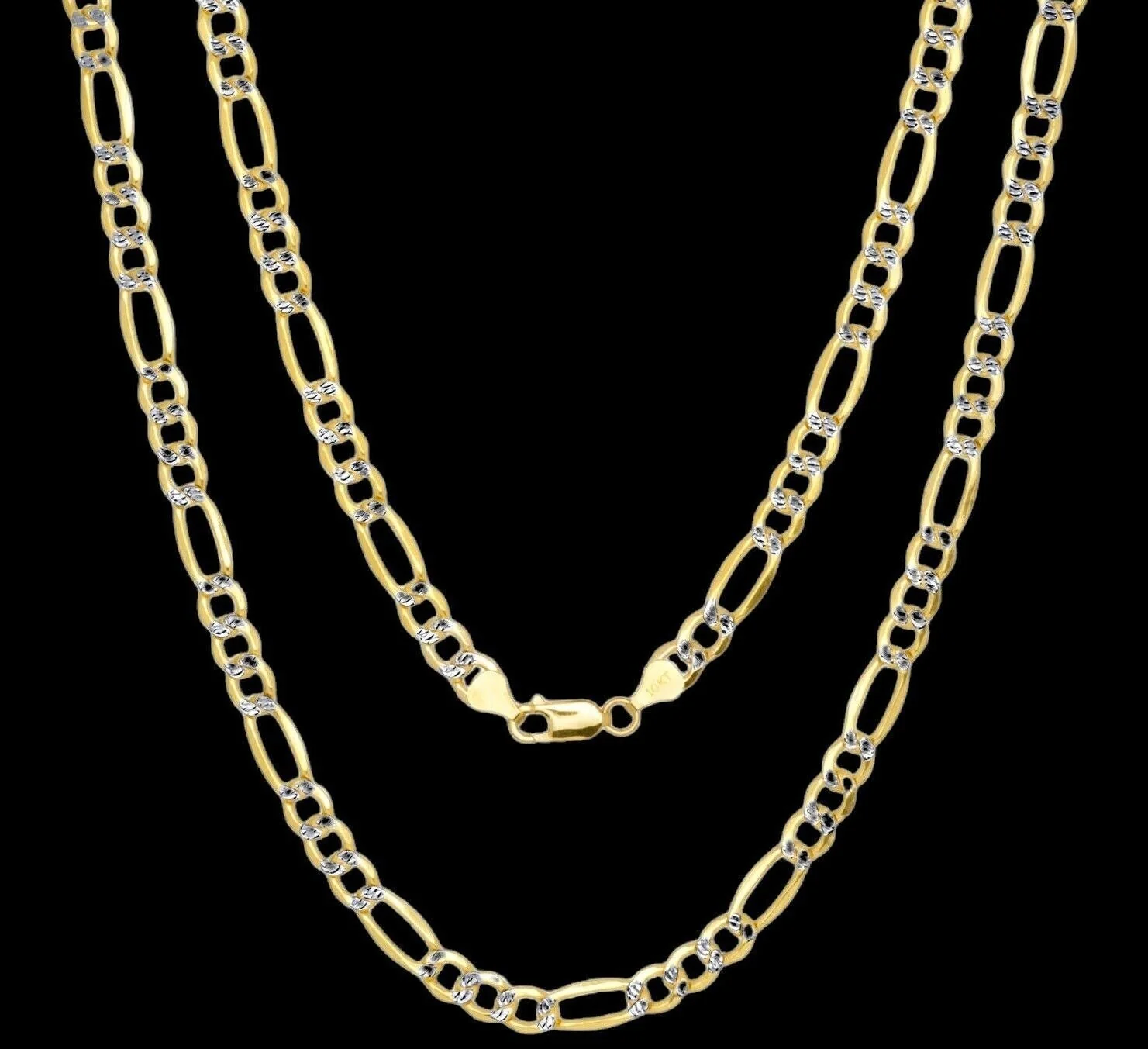 Real 10k Gold Chain Figaro Link Necklace 3.5mm-9mm, Men Women 18"-30" Inch, 10kt - Image 4