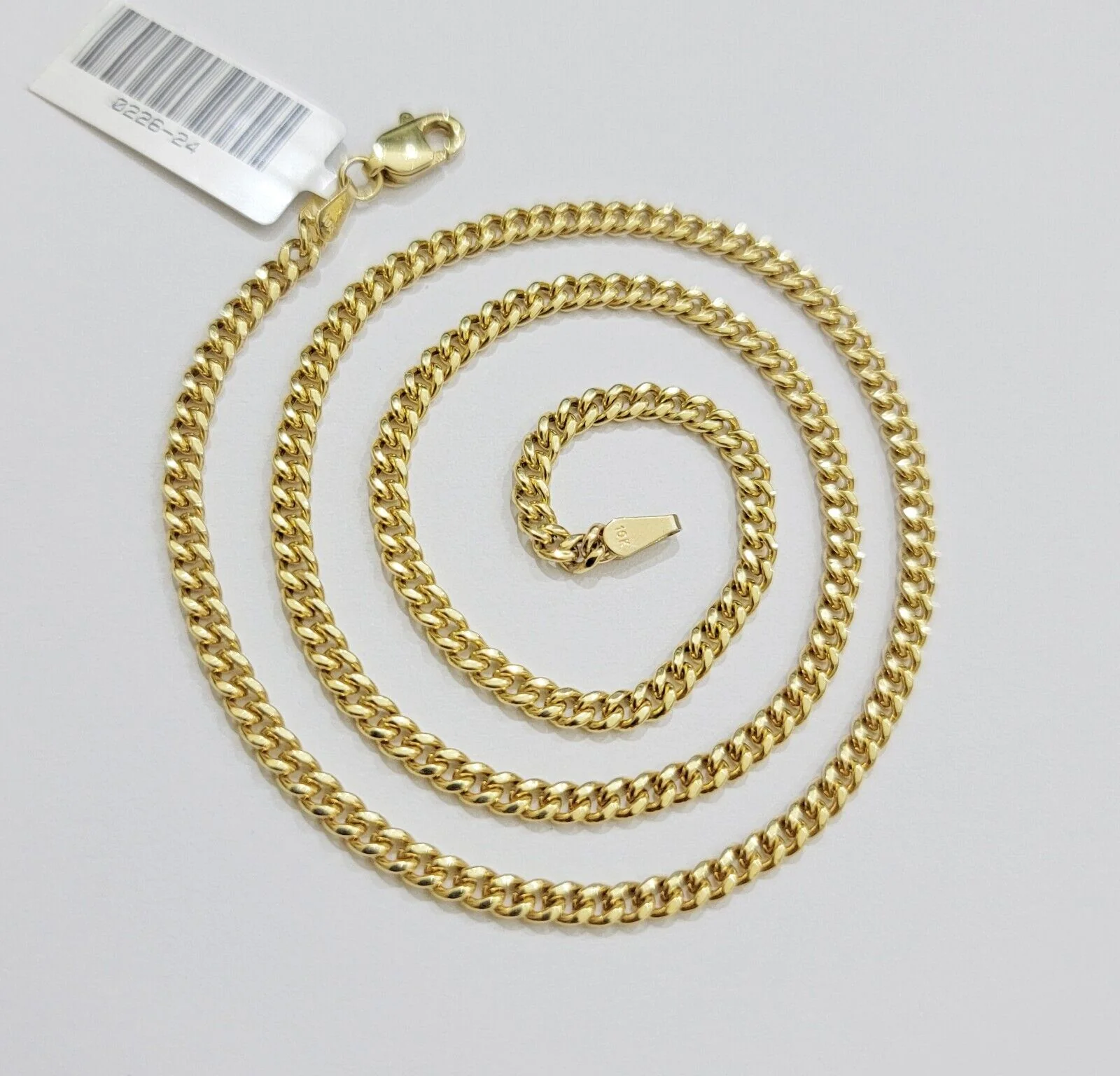 Real 10k Gold Chain Jesus Cross Charm Pendant SET 3mm Miami Cuban Link Necklace - Image 7