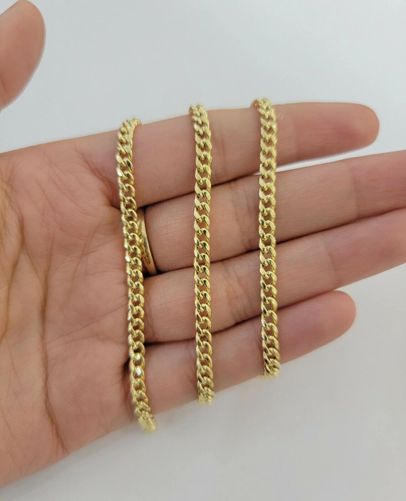 Real 10k Gold Chain Miami Cuban Link Necklace 18" 20" 22" 24" 26" 3.5mm 10kt Oro - Image 4