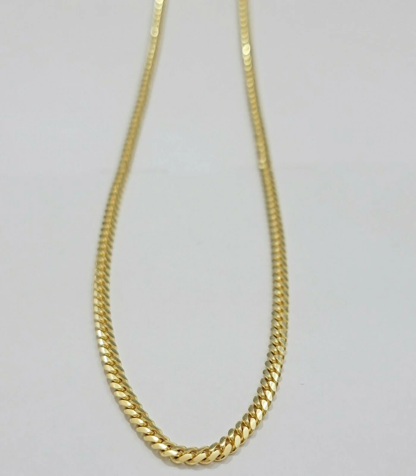 Real 10k Gold Chain Miami Cuban Solid Link Necklace 20" 22" 24" Inch 3mm 10KT - Image 2