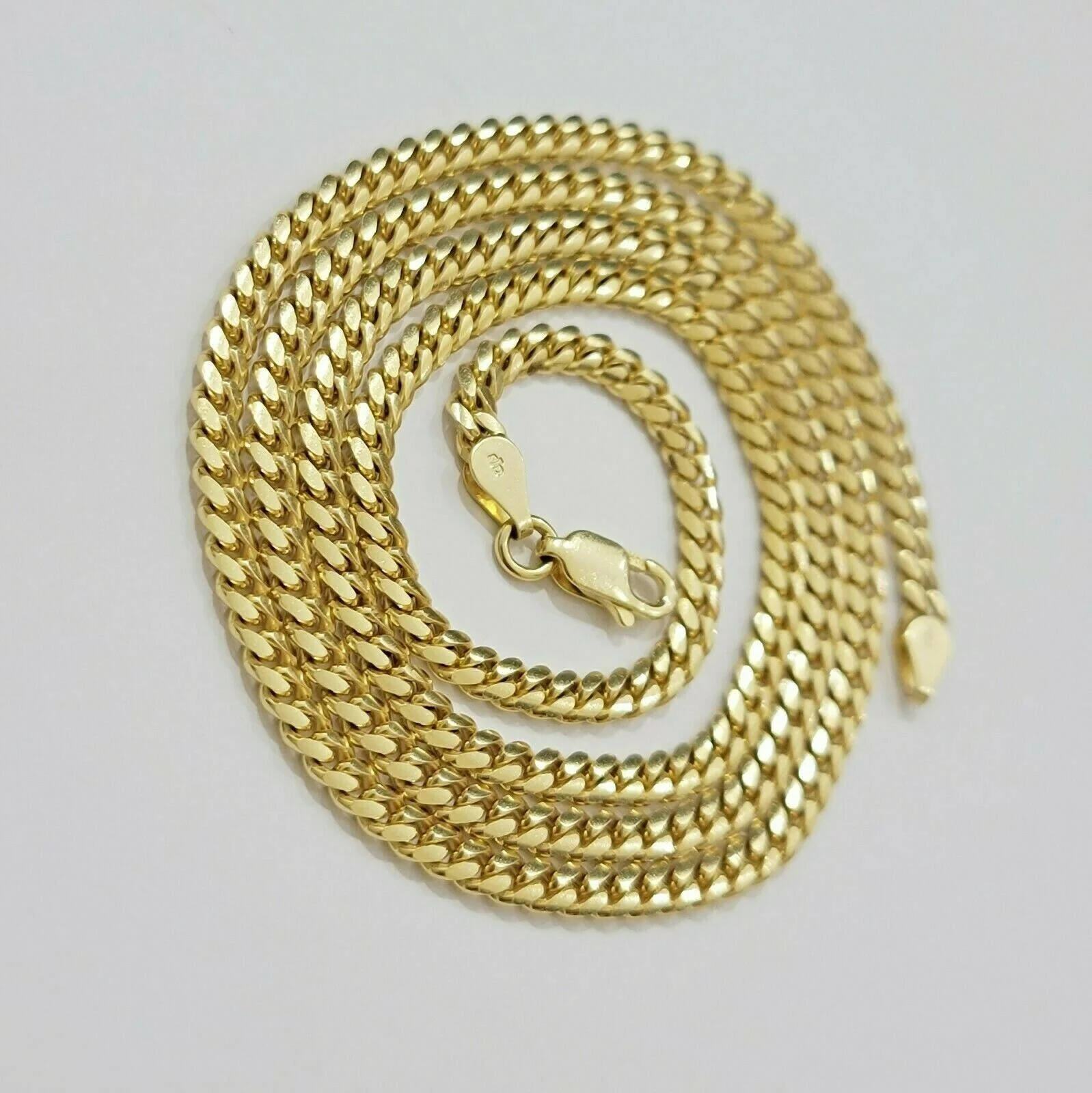 Real 10k Gold Chain Miami Cuban Solid Link Necklace 20" 22" 24" Inch 3mm 10KT - Image 3