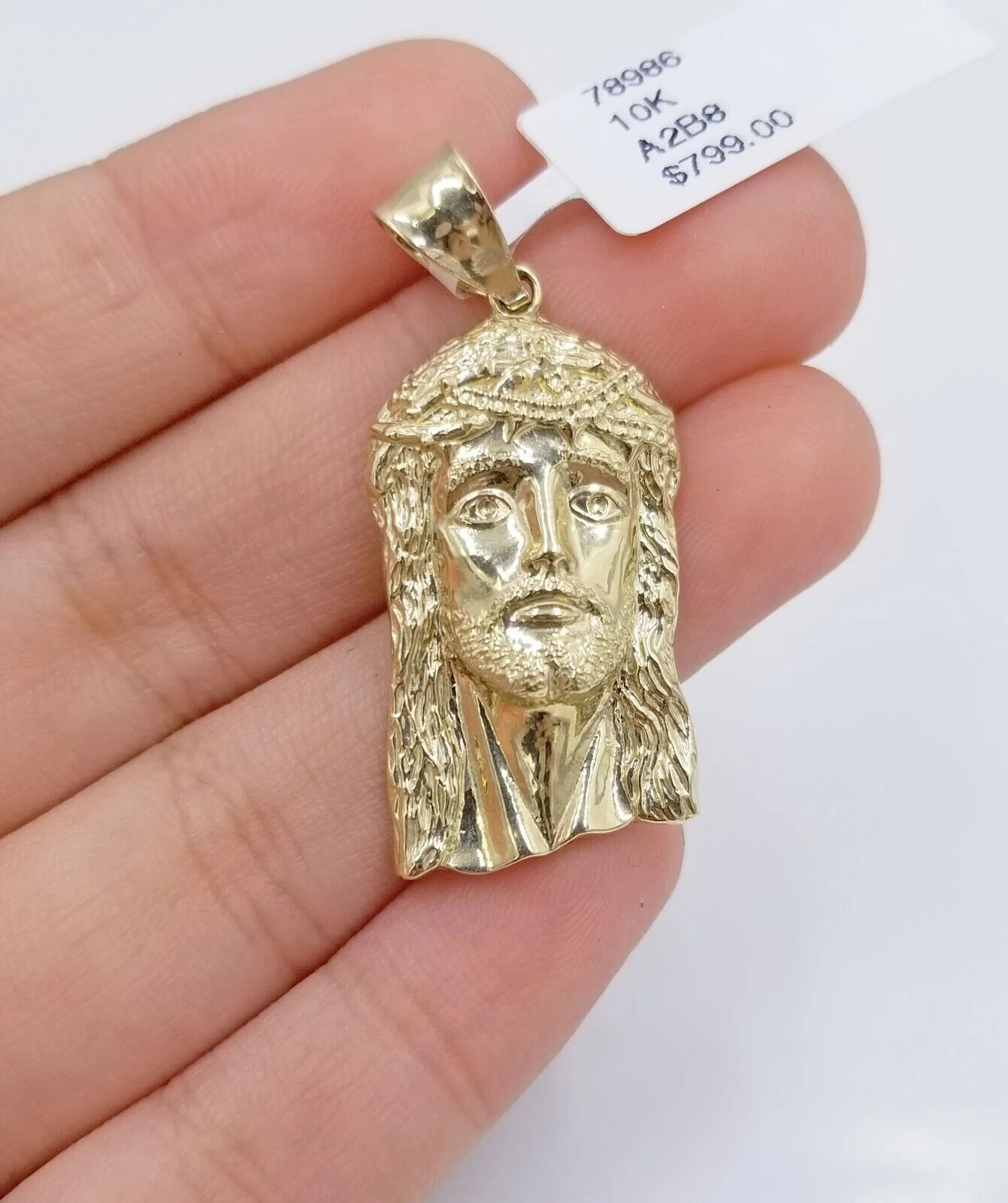 REAL 10k Gold Chain Necklace Charm Pendant SET, 5mm Miami Cuban Link, Jesus Head - Image 6