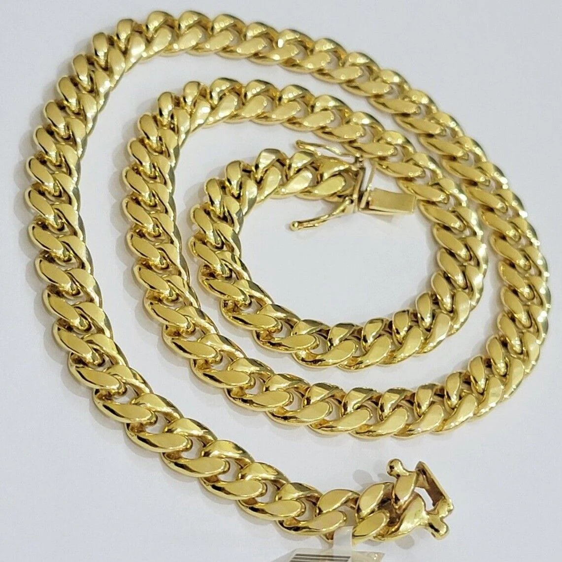 Real 10k Gold Chain Necklace Miami Cuban Link 18"-28" Inch 8mm Box Lock 10kt Men - Image 2