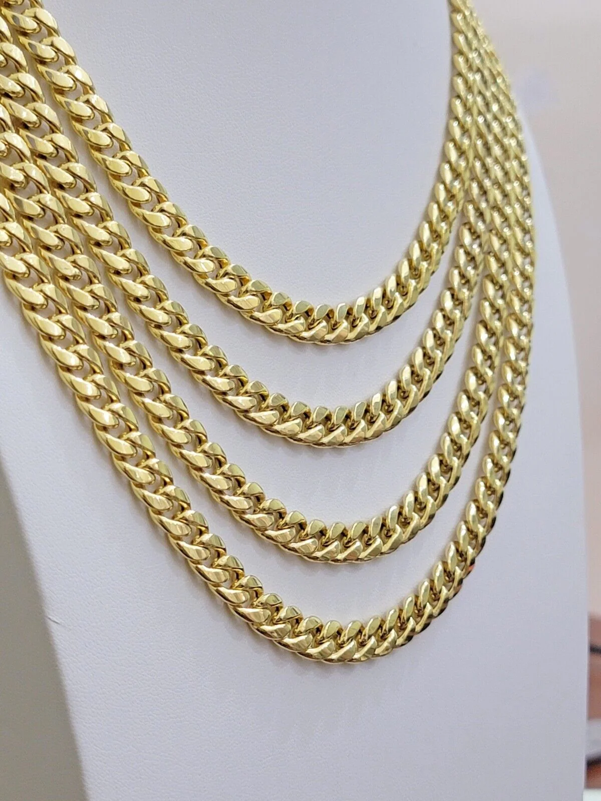 Real 10k Gold Chain Necklace Miami Cuban Link 18"-28" Inch 8mm Box Lock 10kt Men - Image 5
