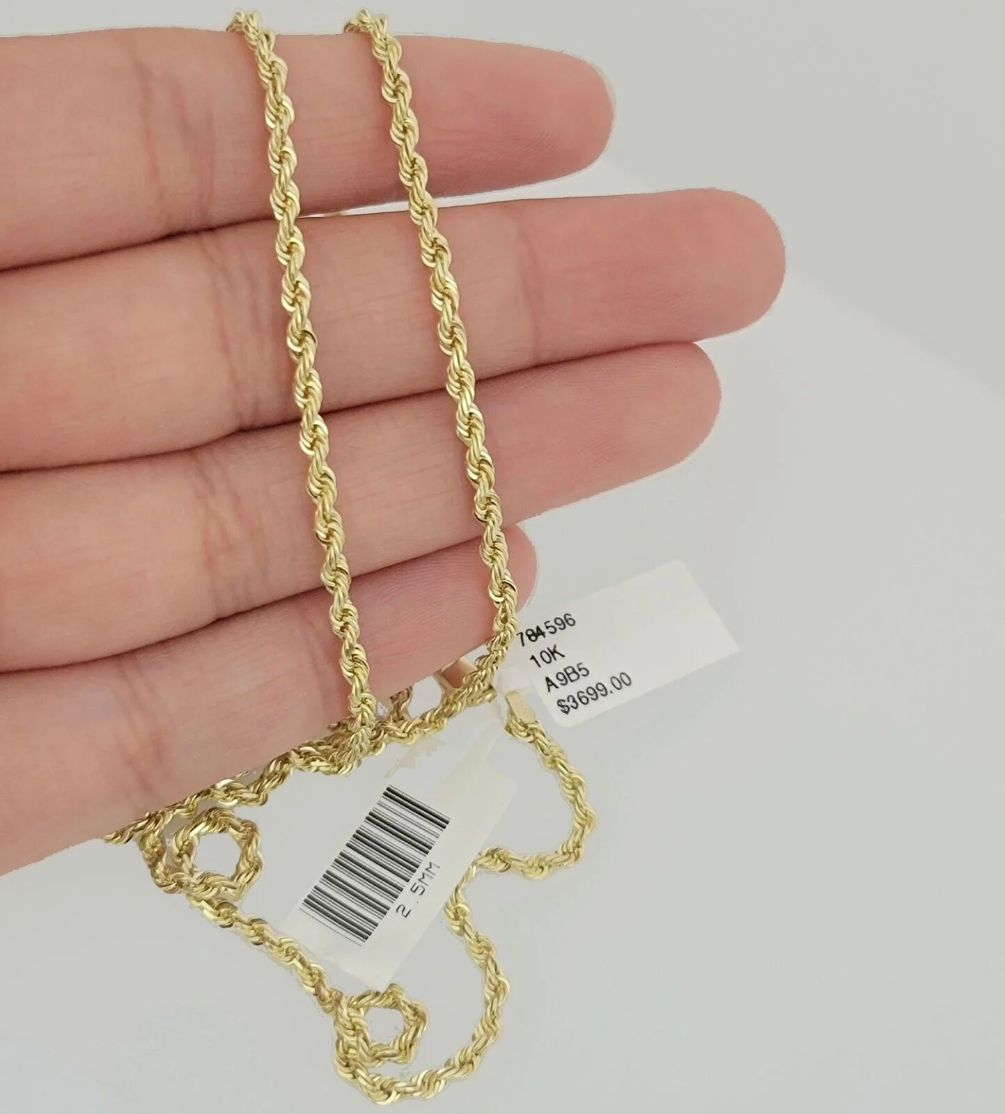 Real 10k Gold Chain Necklace Rope 22 Inch 2.5mm Diamond Cut Solid 10kt Men Women - Image 2