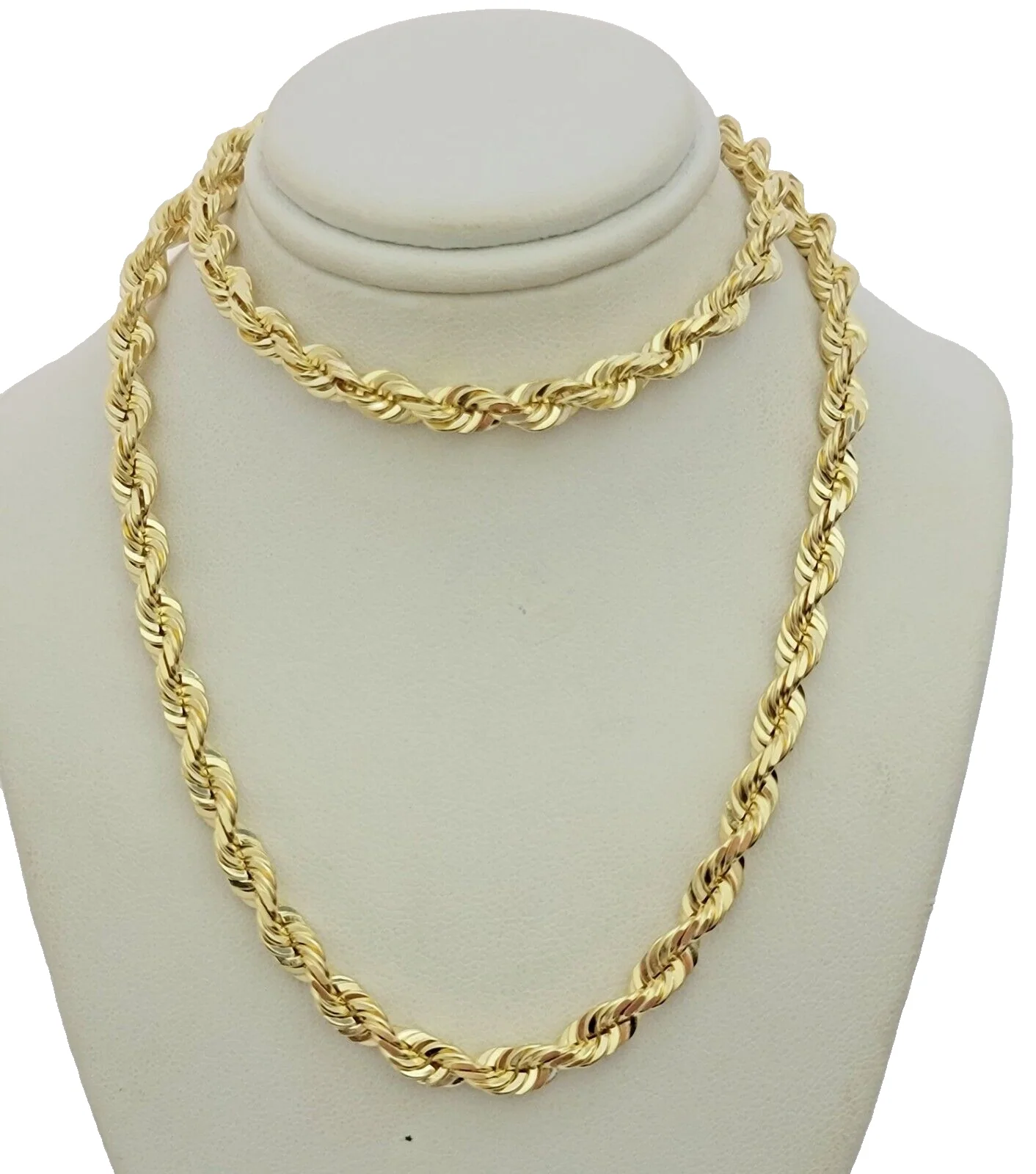 Real 10k Gold Chain Necklace Rope 24 Inch 6mm Diamond Cut Solid 10kt For mens - Image 7