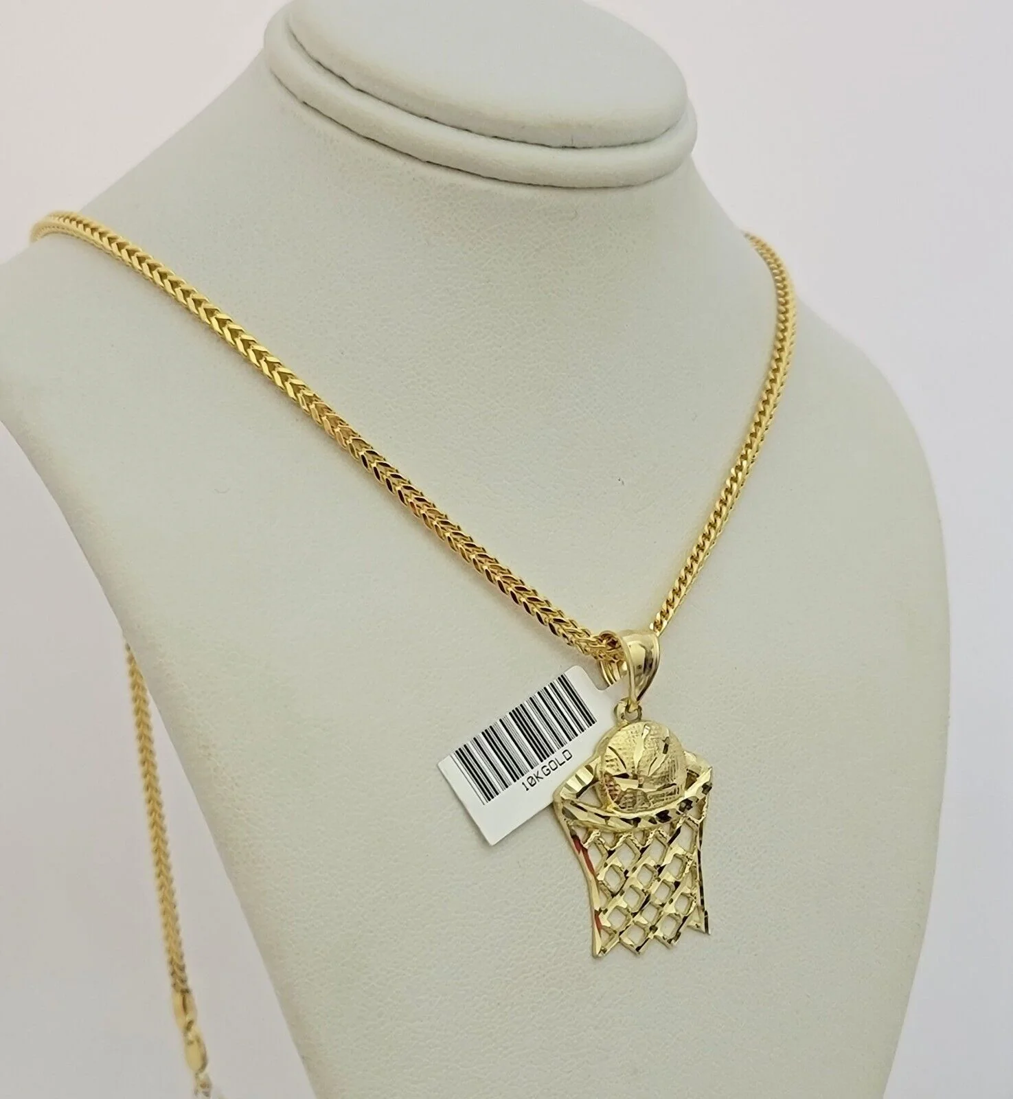 Real 10k Gold Chain Pendant Set Franco Necklace Basketball Charm 2.5mm 18"-24" - Image 5