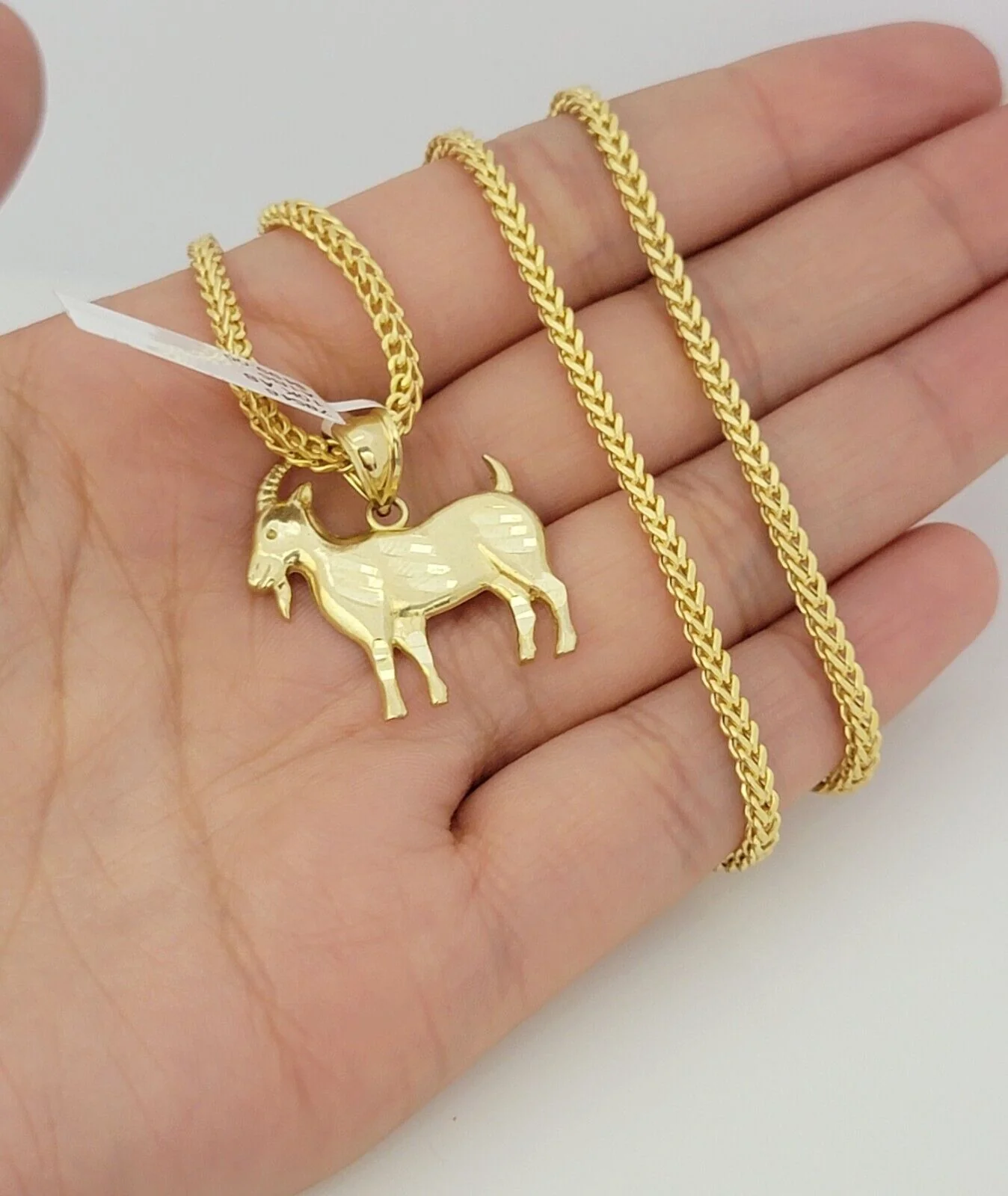 Real 10k Gold Chain Pendant SET Franco Necklace GOAT Charm 2.5mm 18"-24 Inch - Image 6