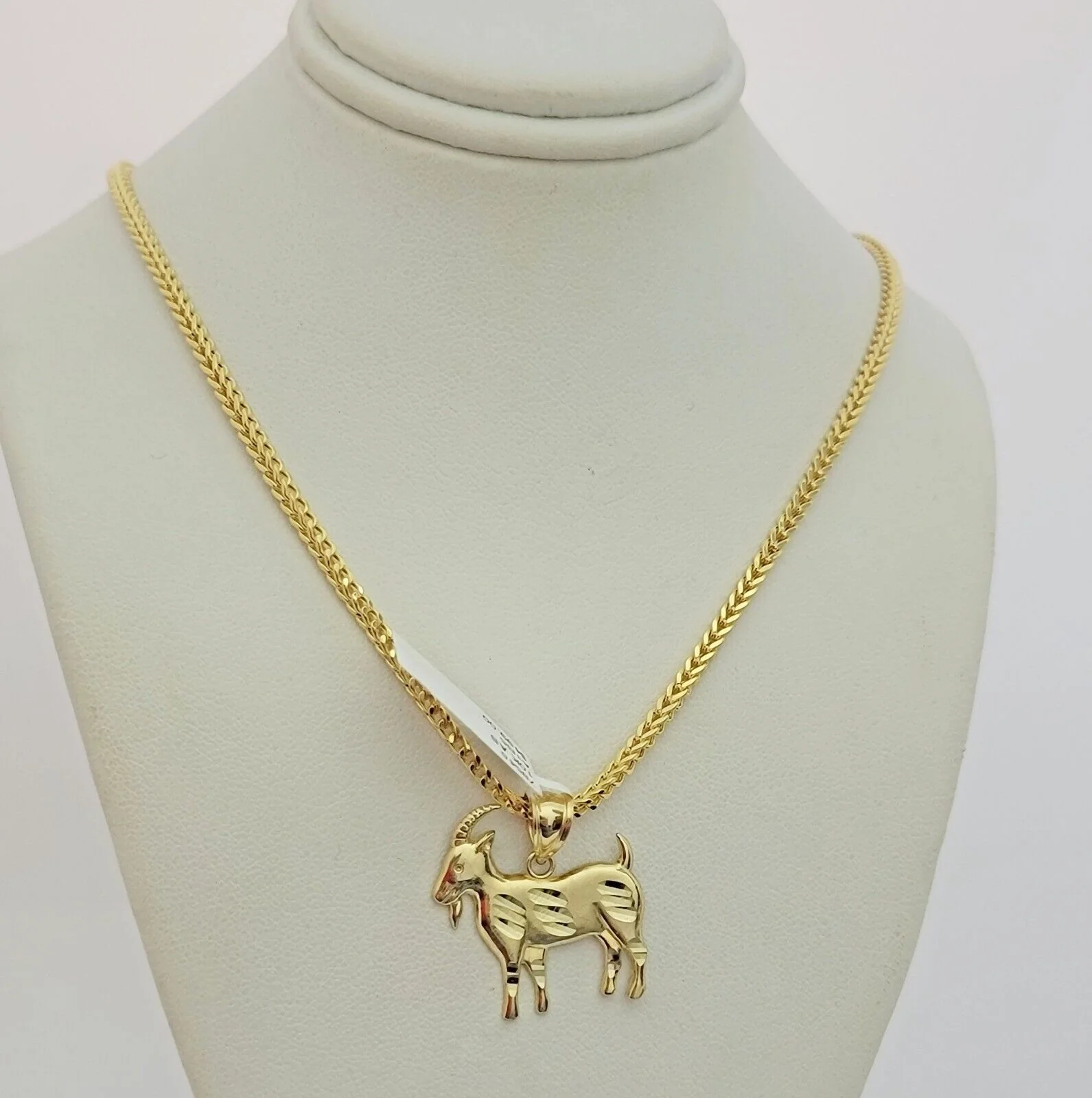 Real 10k Gold Chain Pendant SET Franco Necklace GOAT Charm 2.5mm 18"-24 Inch - Image 8