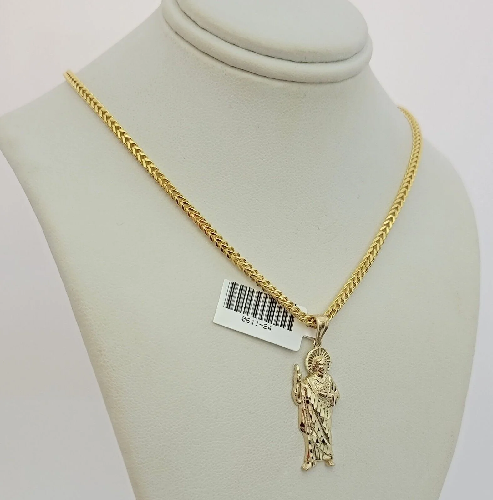 Real 10k Gold Chain Pendant Set Franco Necklace Saint Jude Charm 2.5mm 18"-24" - Image 2