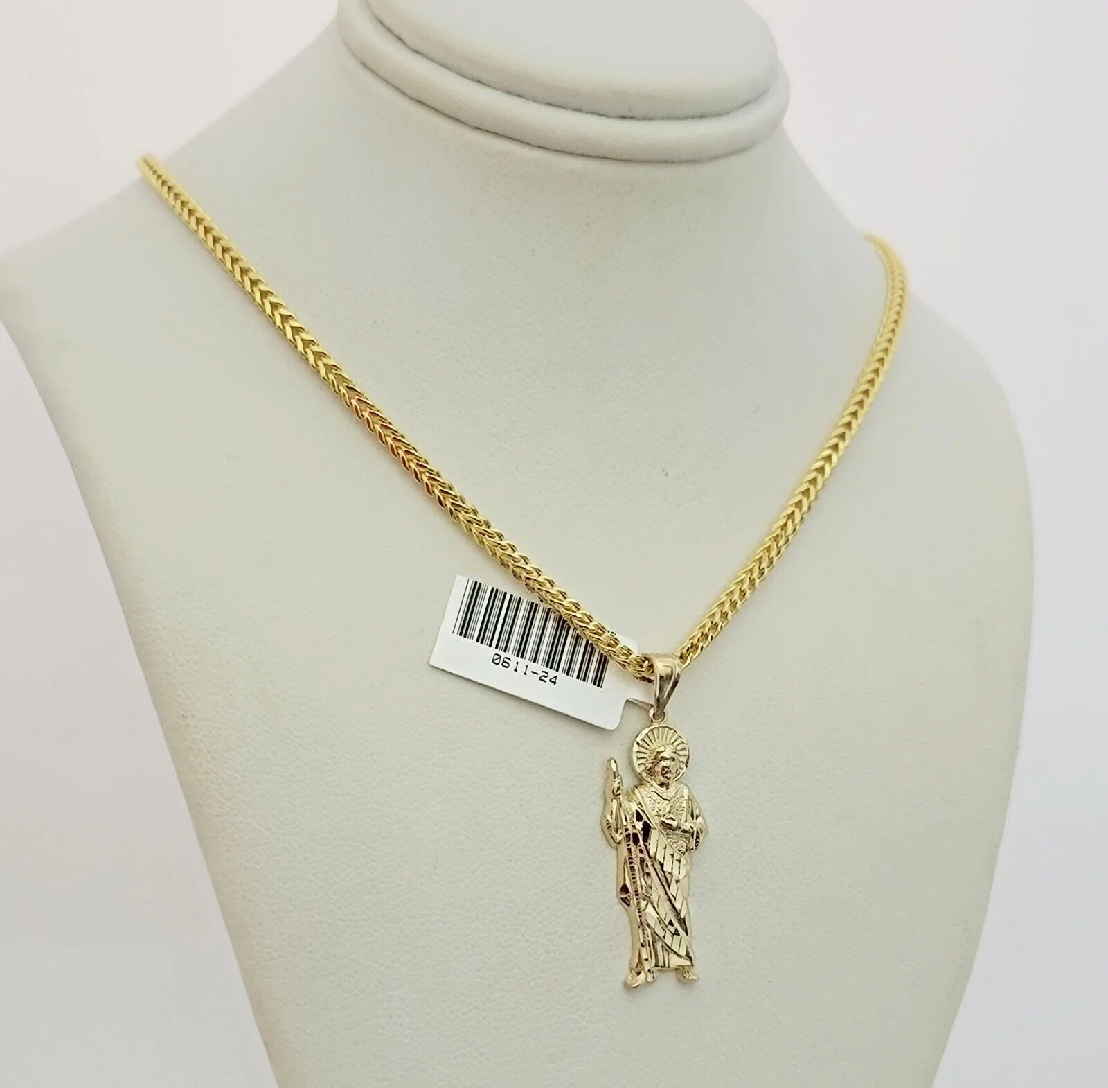 Real 10k Gold Chain Pendant Set Franco Necklace Saint Jude Charm 2.5mm 18"-24" - Image 6