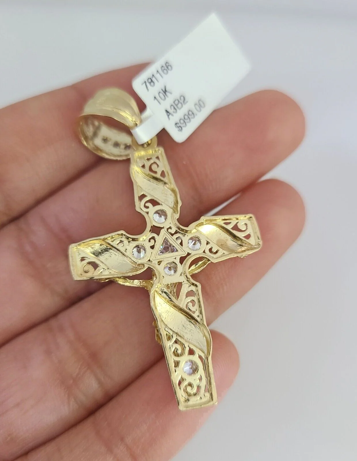 Real 10k Gold Chain Pendant SET Jesus Cross Charm Miami Cuban Link Necklace 2mm - Image 8