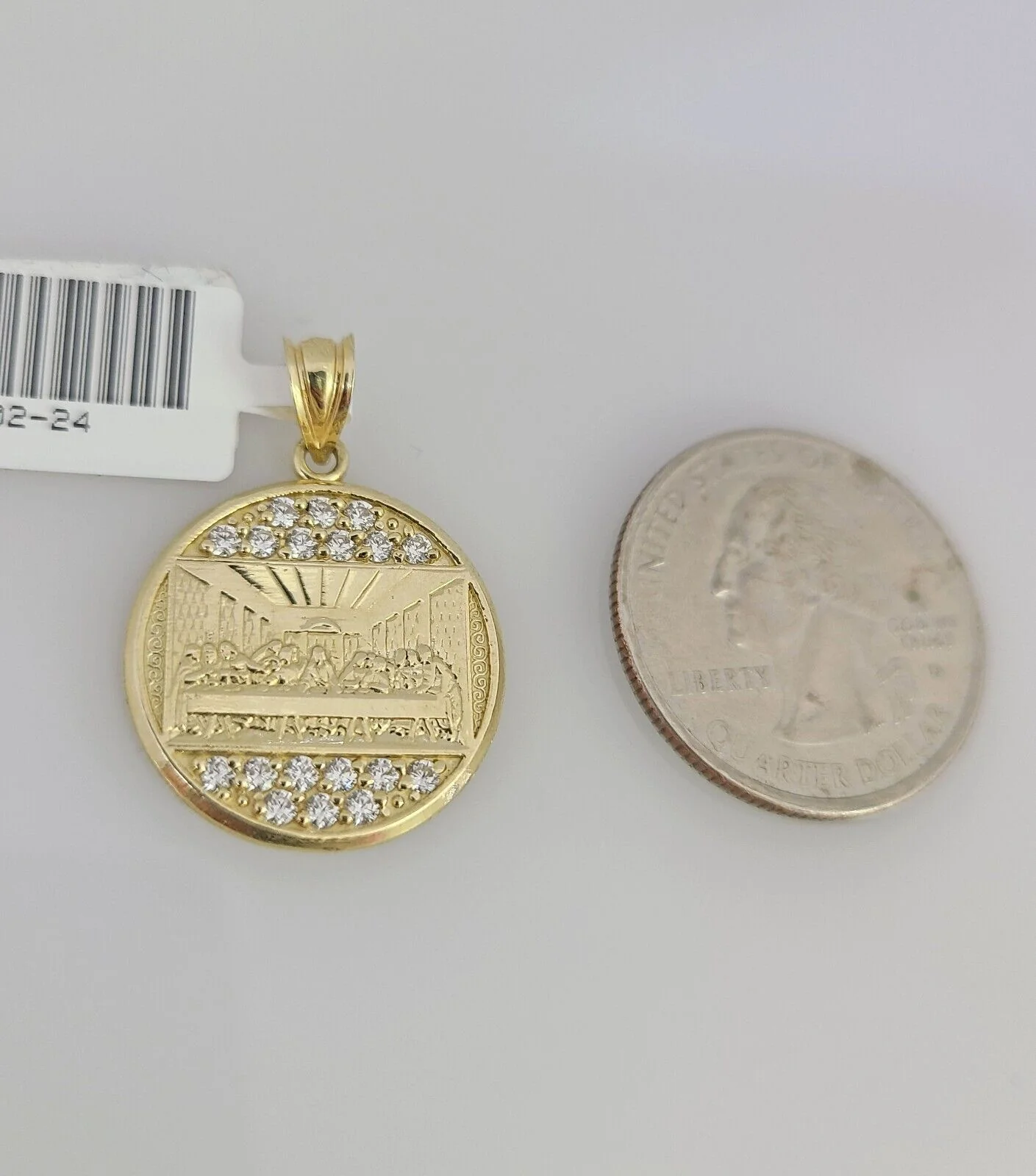 Real 10k Gold Chain Pendant SET Last Supper Charm Miami Cuban Link Necklace 2mm - Image 3