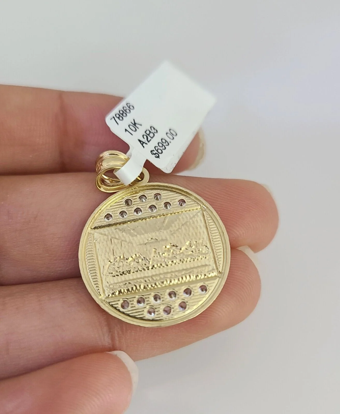 Real 10k Gold Chain Pendant SET Last Supper Charm Miami Cuban Link Necklace 2mm - Image 7