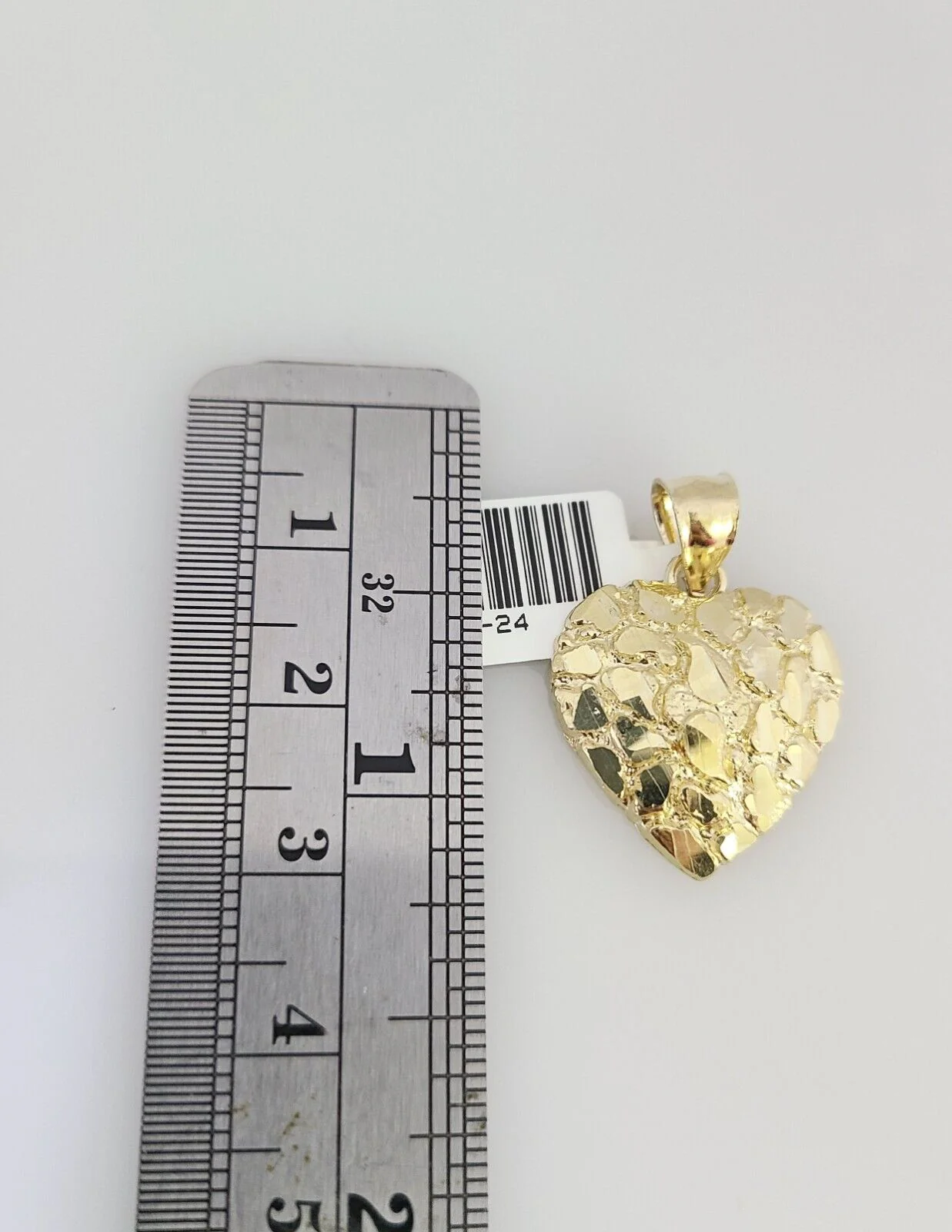 Real 10k Gold Chain Pendant SET Nugget Heart Charm Miami Cuban Link Necklace 2mm - Image 2