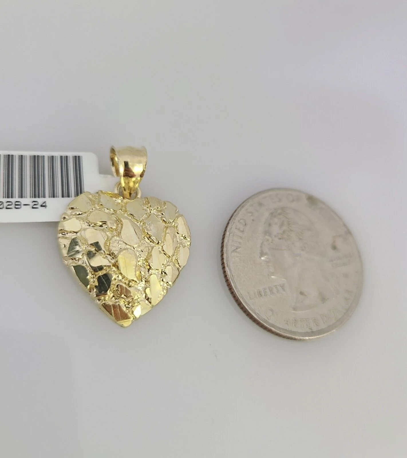 Real 10k Gold Chain Pendant SET Nugget Heart Charm Miami Cuban Link Necklace 2mm - Image 7