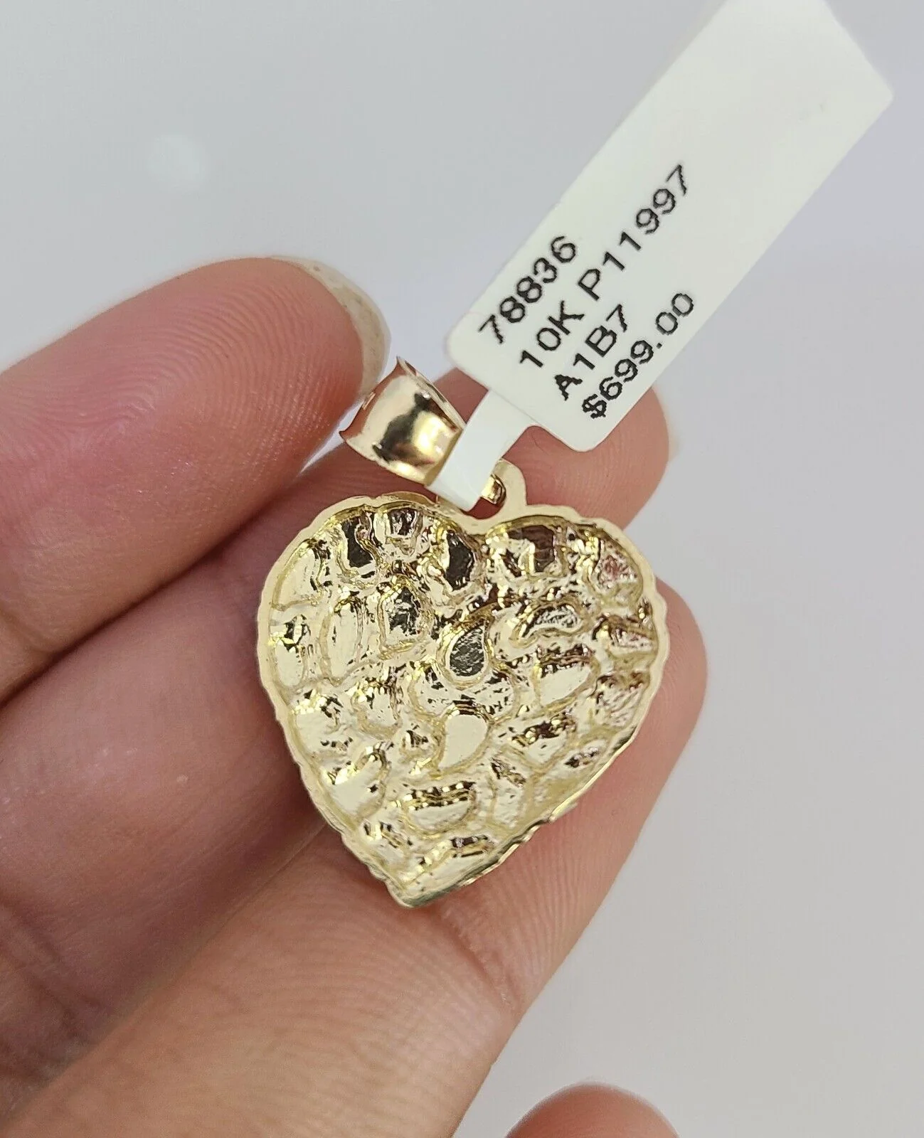 Real 10k Gold Chain Pendant SET Nugget Heart Charm Miami Cuban Link Necklace 2mm - Image 8