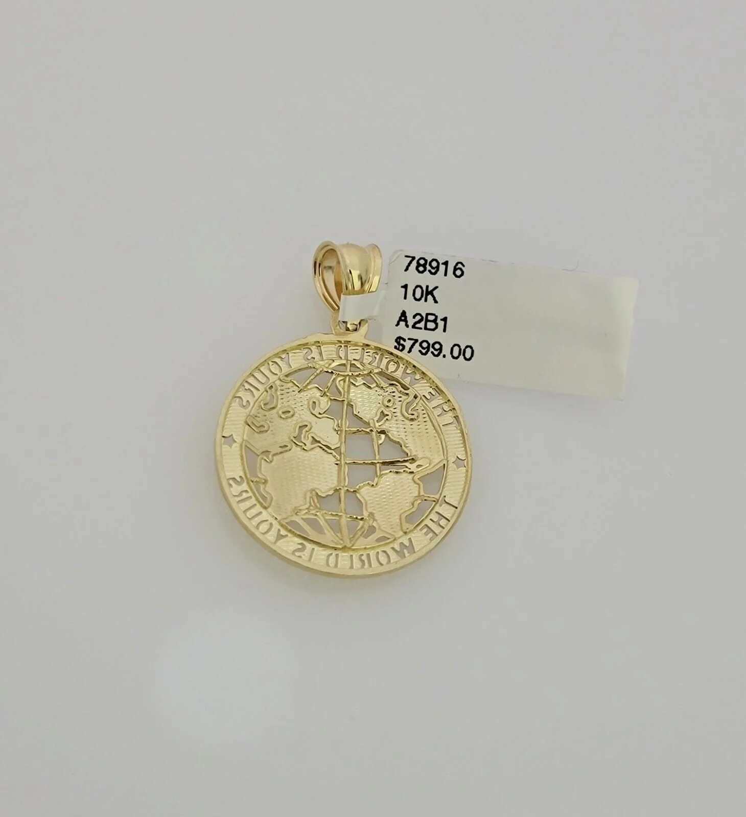 Real 10k Gold Chain Pendant SET World Is Your Charm  Rope Necklace 3mm 22 Inch - Image 6