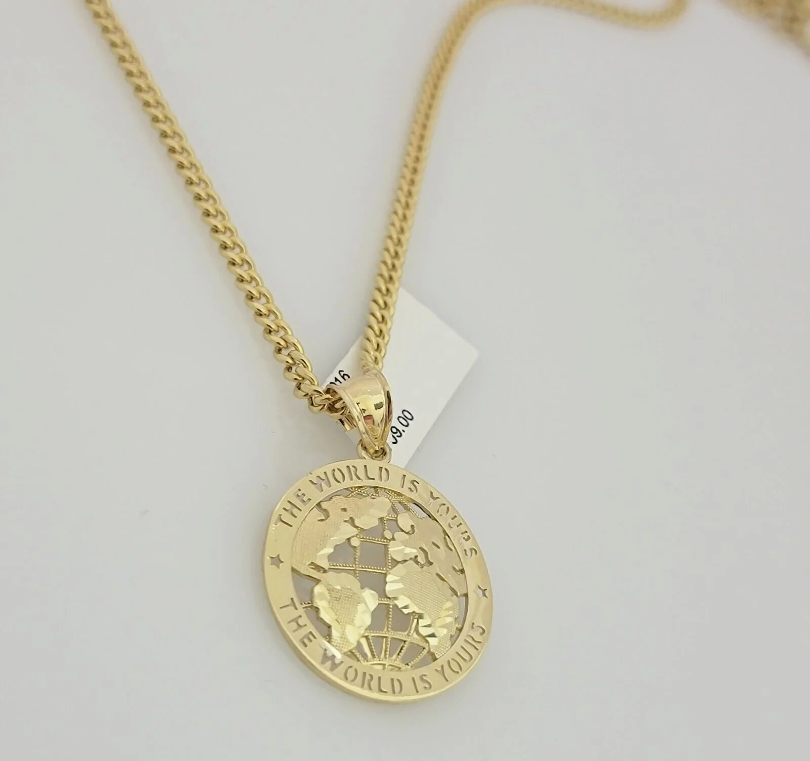 Real 10k Gold Chain Pendant SET World's Your Charm Miami Cuban Link Necklace 26" - Image 3