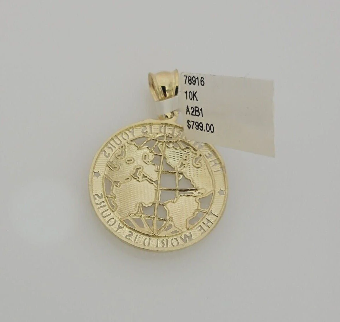Real 10k Gold Chain Pendant SET World's Your Charm Miami Cuban Link Necklace 26" - Image 6
