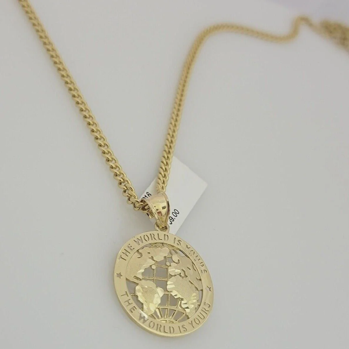 Real 10k Gold Chain Pendant SET World's Your Charm Miami Cuban Link Necklace 26" - Image 7