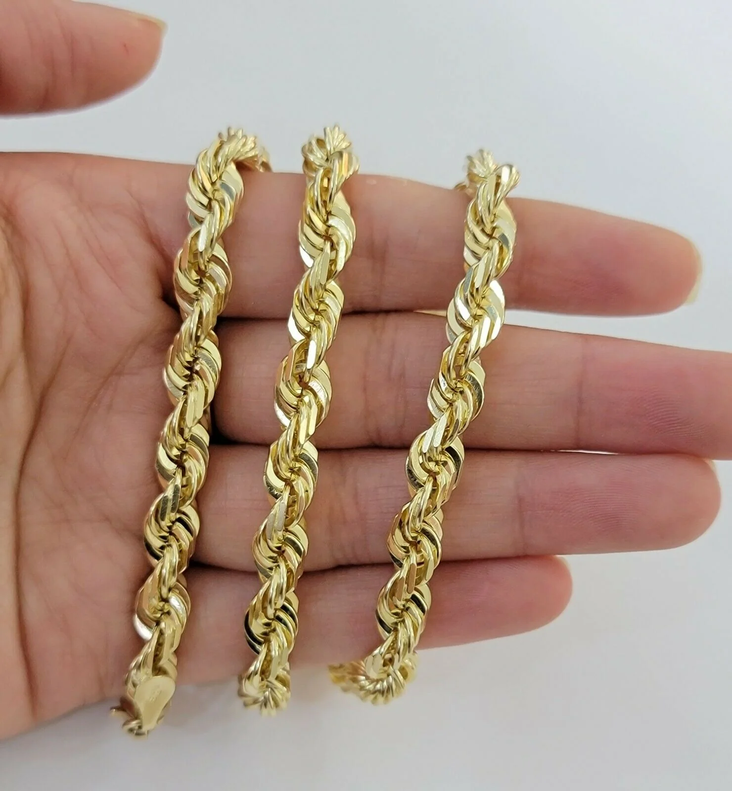 REAL 10k Gold Chain Rope Necklace SOLID 7mm Mens 10kt Yellow 22- 30" Inch STRONG - Image 3