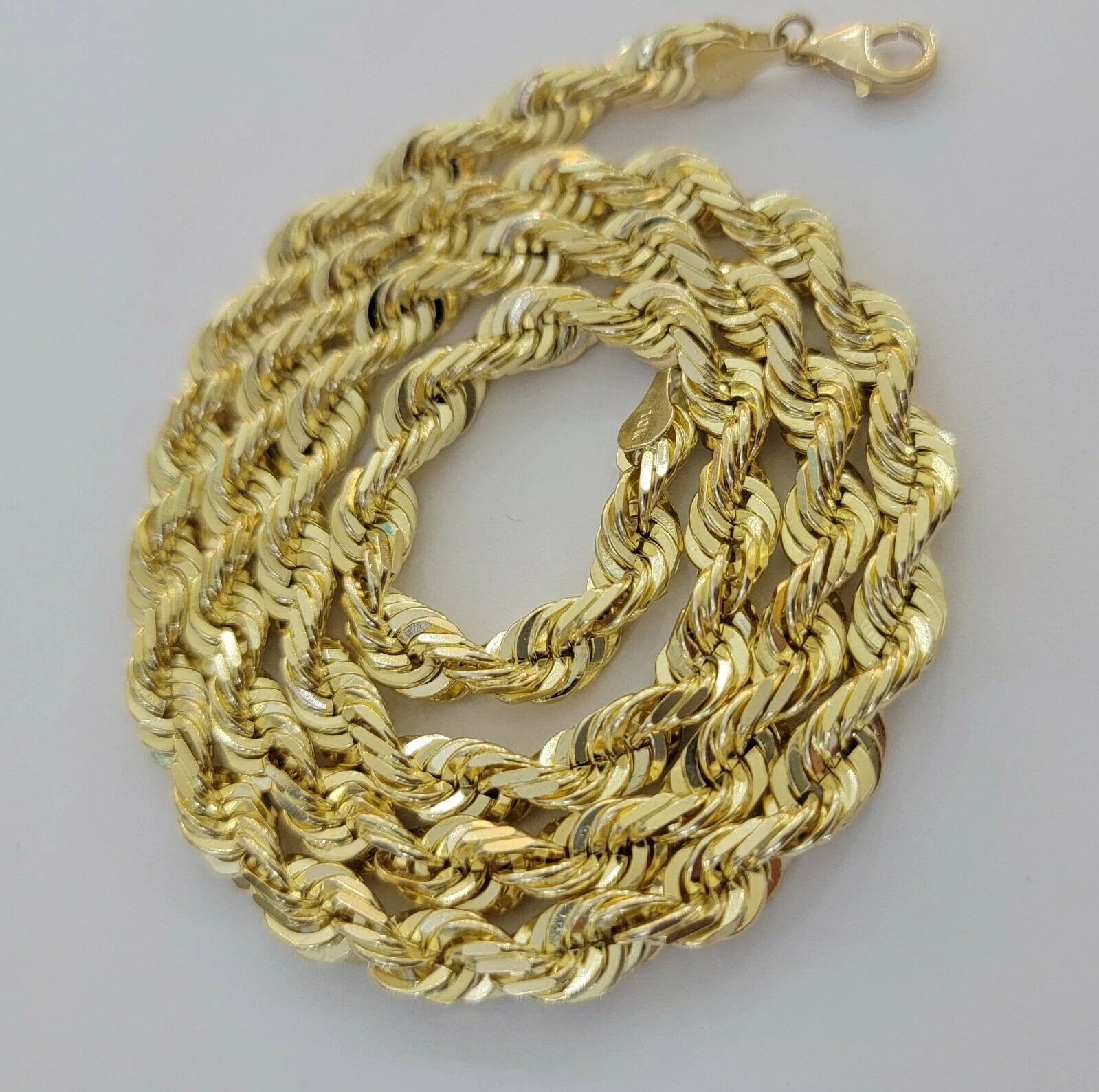 REAL 10k Gold Chain Rope Necklace SOLID 7mm Mens 10kt Yellow 22- 30" Inch STRONG - Image 4