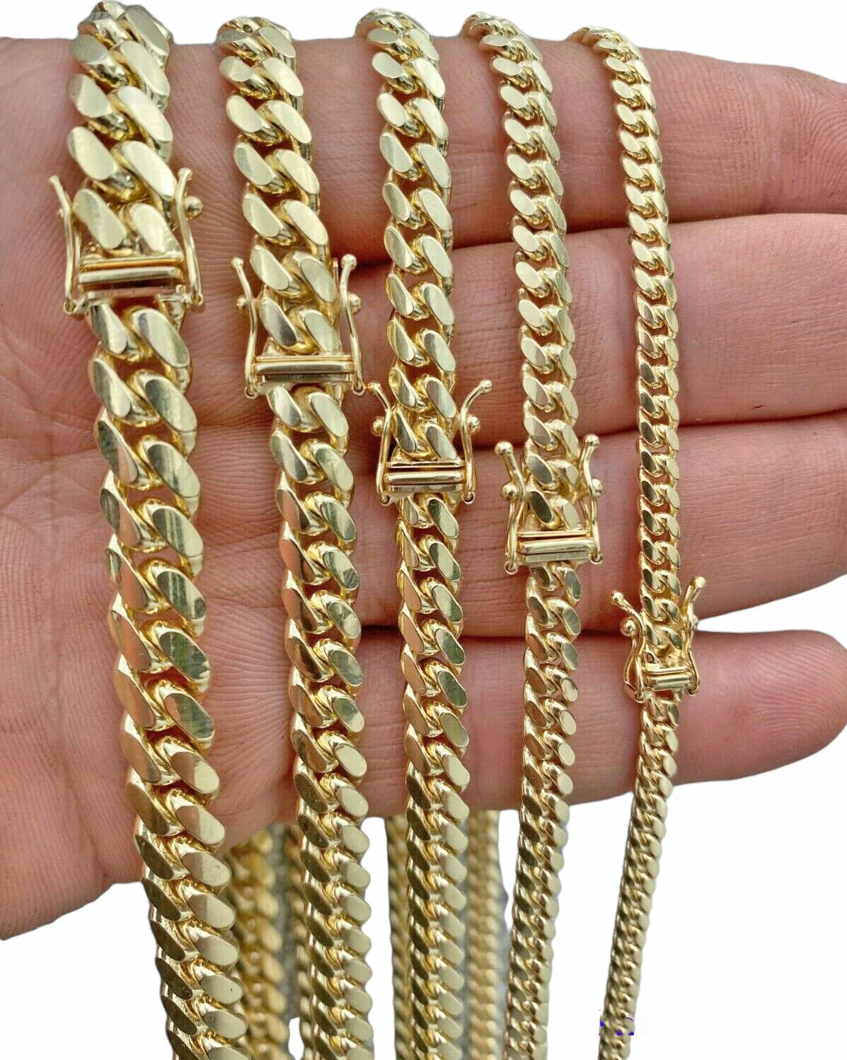 Real 10k Gold Chain Solid Miami Cuban Link Necklace 6mm 7mm 8mm 20"-28" Men's - Image 12