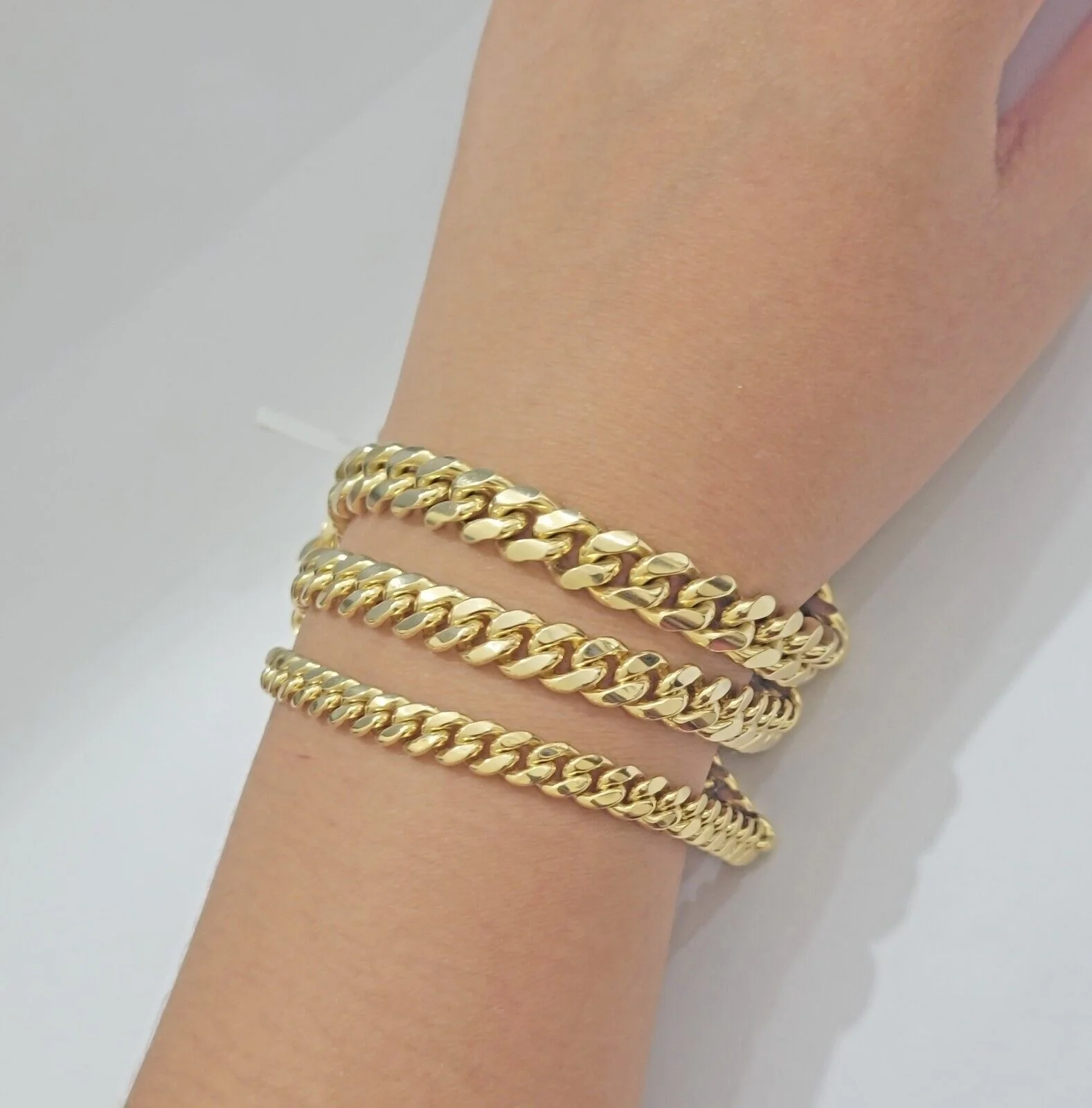 Real 10k Gold Chain Solid Miami Cuban Link Necklace 6mm 7mm 8mm 20"-28" Men's - Image 2