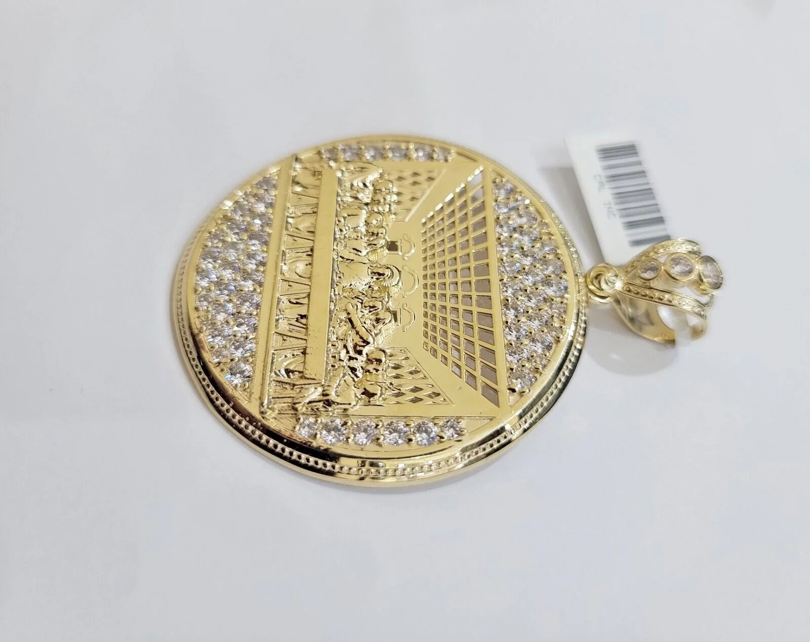 Real 10k Gold Charm Pendant Last Supper Circle  Charm 10kt Yellow Gold - Image 3