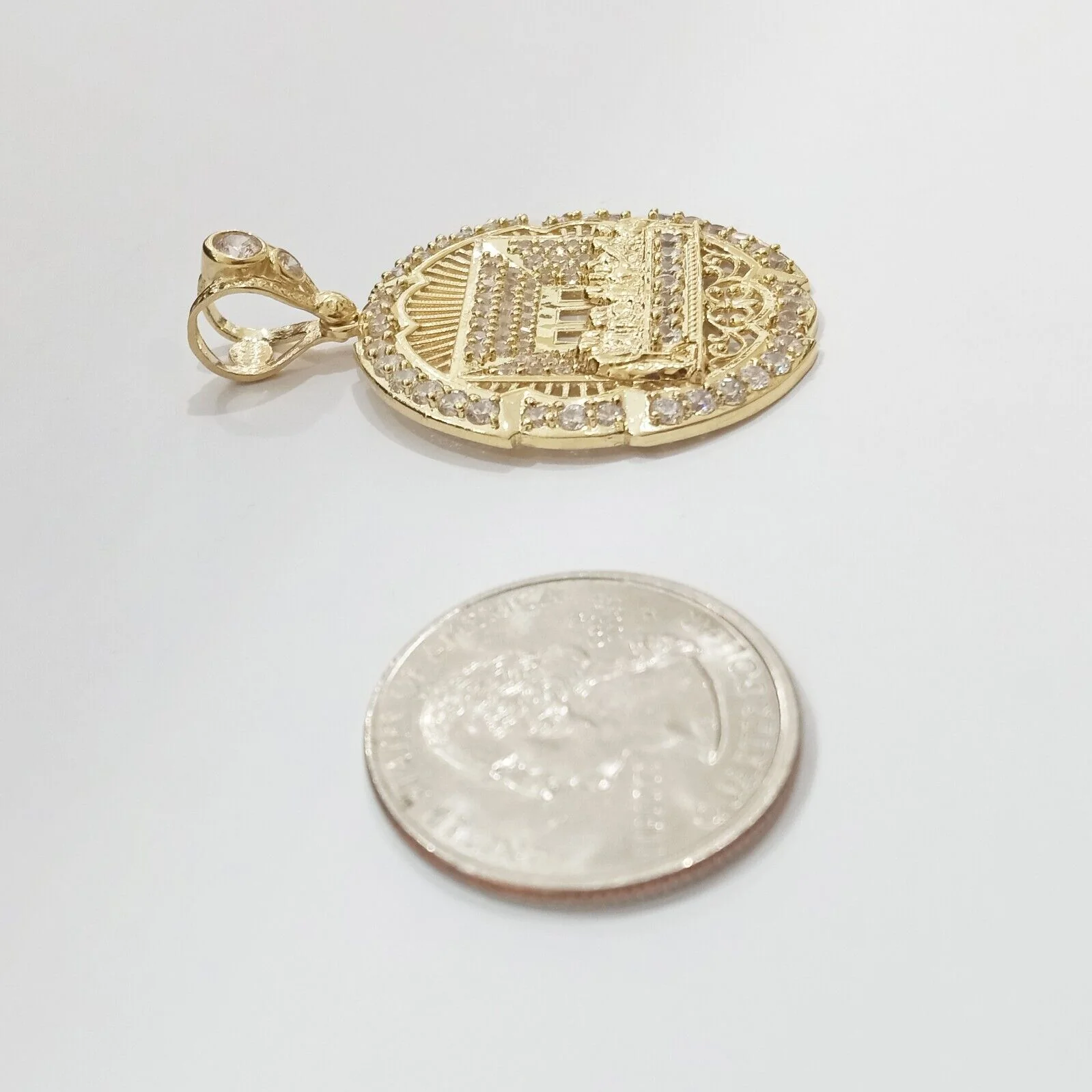 Real 10k Gold Circle Charm Last Supper Pendant 10kt Yellow Gold for Chain Men - Image 3